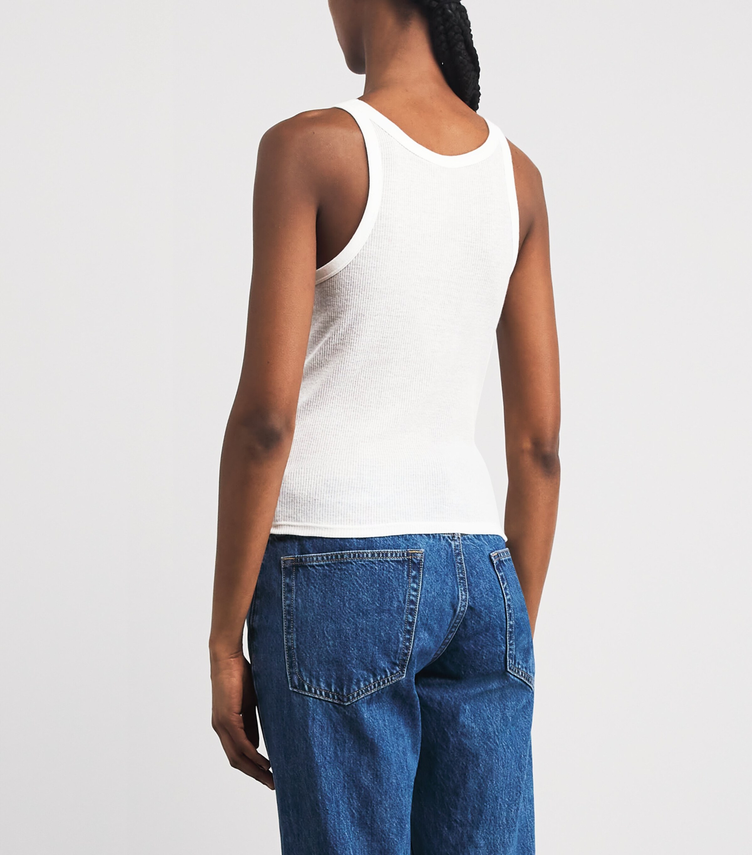 Skims Womens Semi-Sheer Ribbed Tank Top Snow Image 5