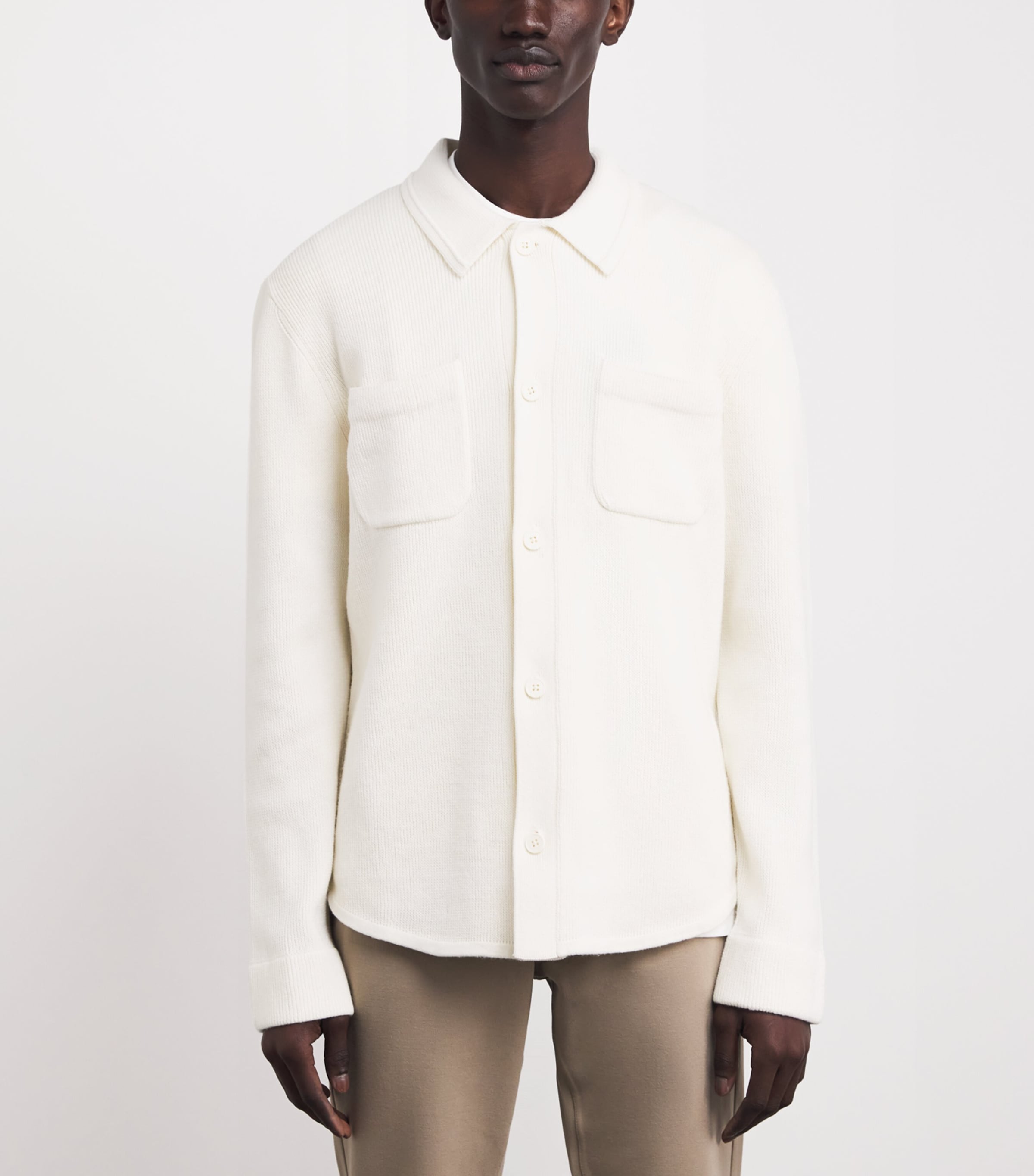 PAIGE Mens Cotton-Wool Mason Cardigan Cream Tusk Image 4