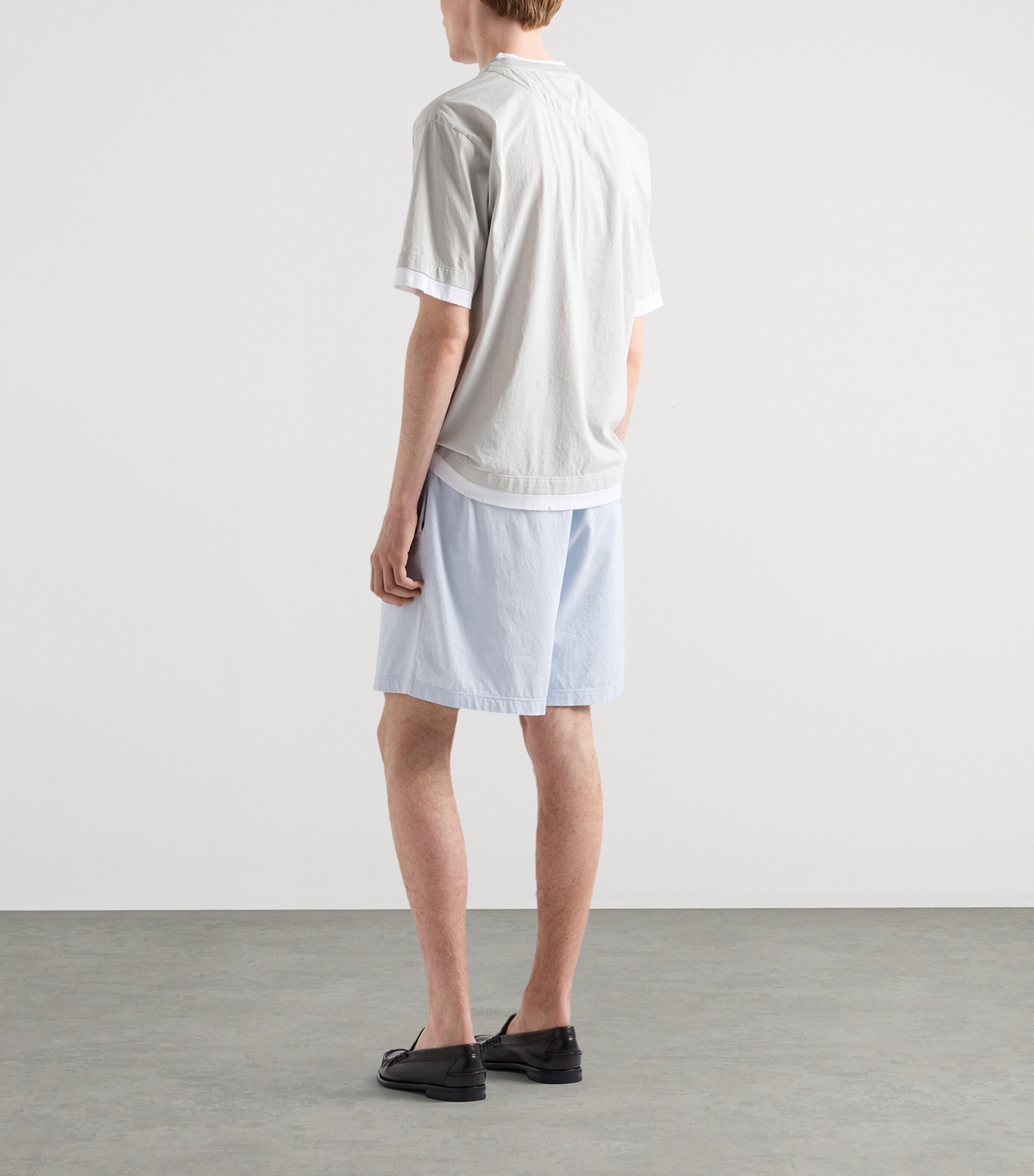 Prada Mens Cotton Layered Triangle T-Shirt Grey Image 5