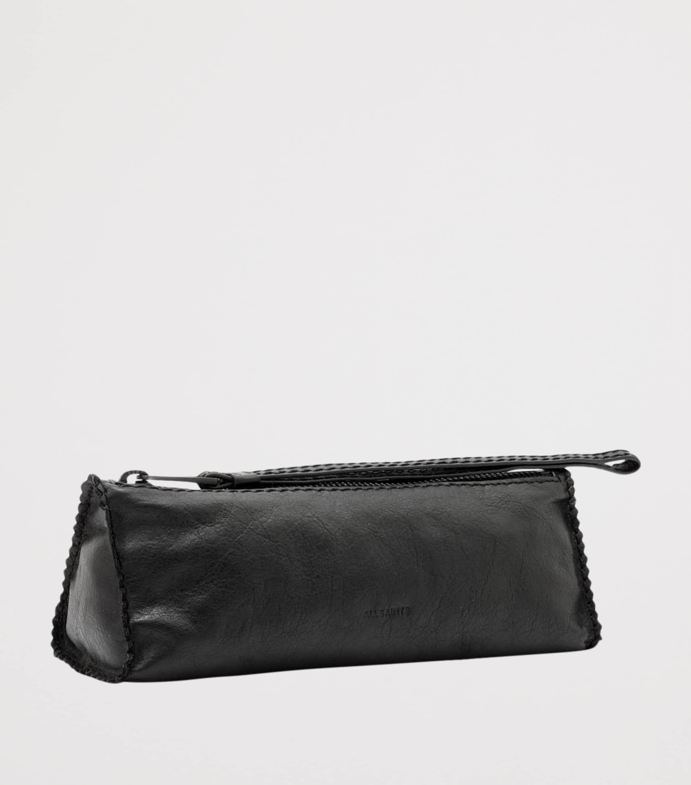 AllSaints Leather Siloh Pencil Case Black Image 3