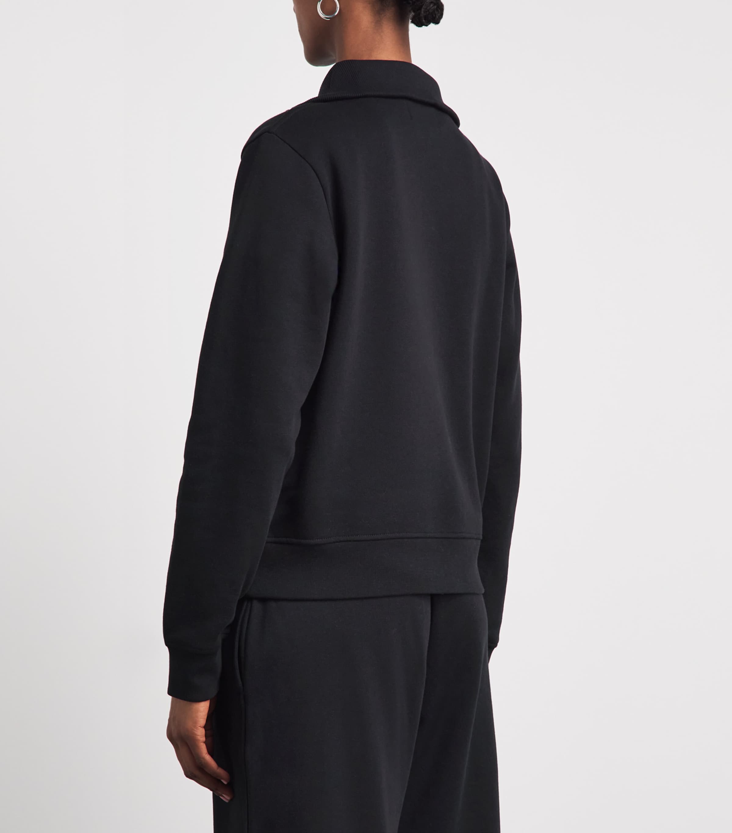 Harrods Womens Cotton Zip-Up Funnel-Neck Sweater Black Image 5