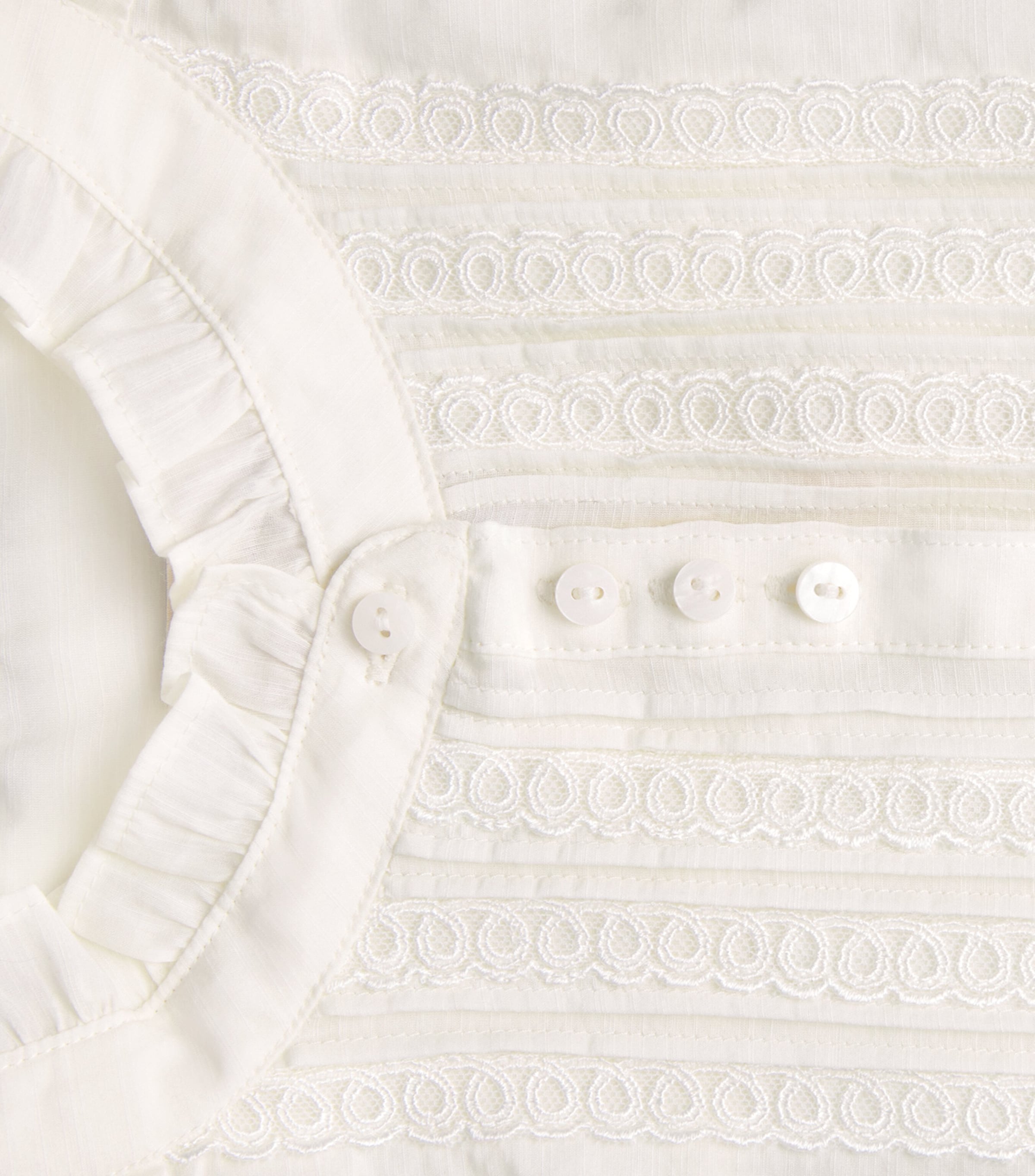 ME+EM Womens Cotton-Silk Pintuck Blouse Soft White Image 6