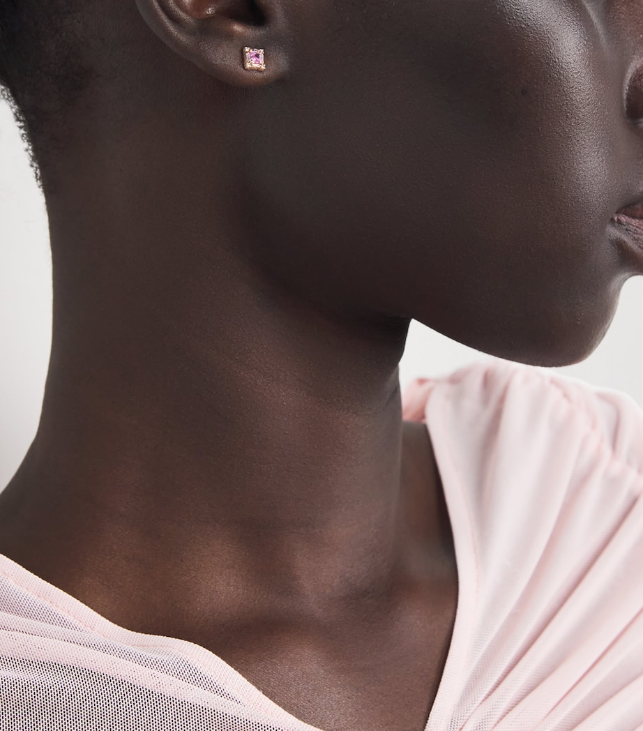 Suzanne Kalan Rose Gold, Diamond and Pink Sapphire Mini Princess Stud Earrings Rg/p Image 2