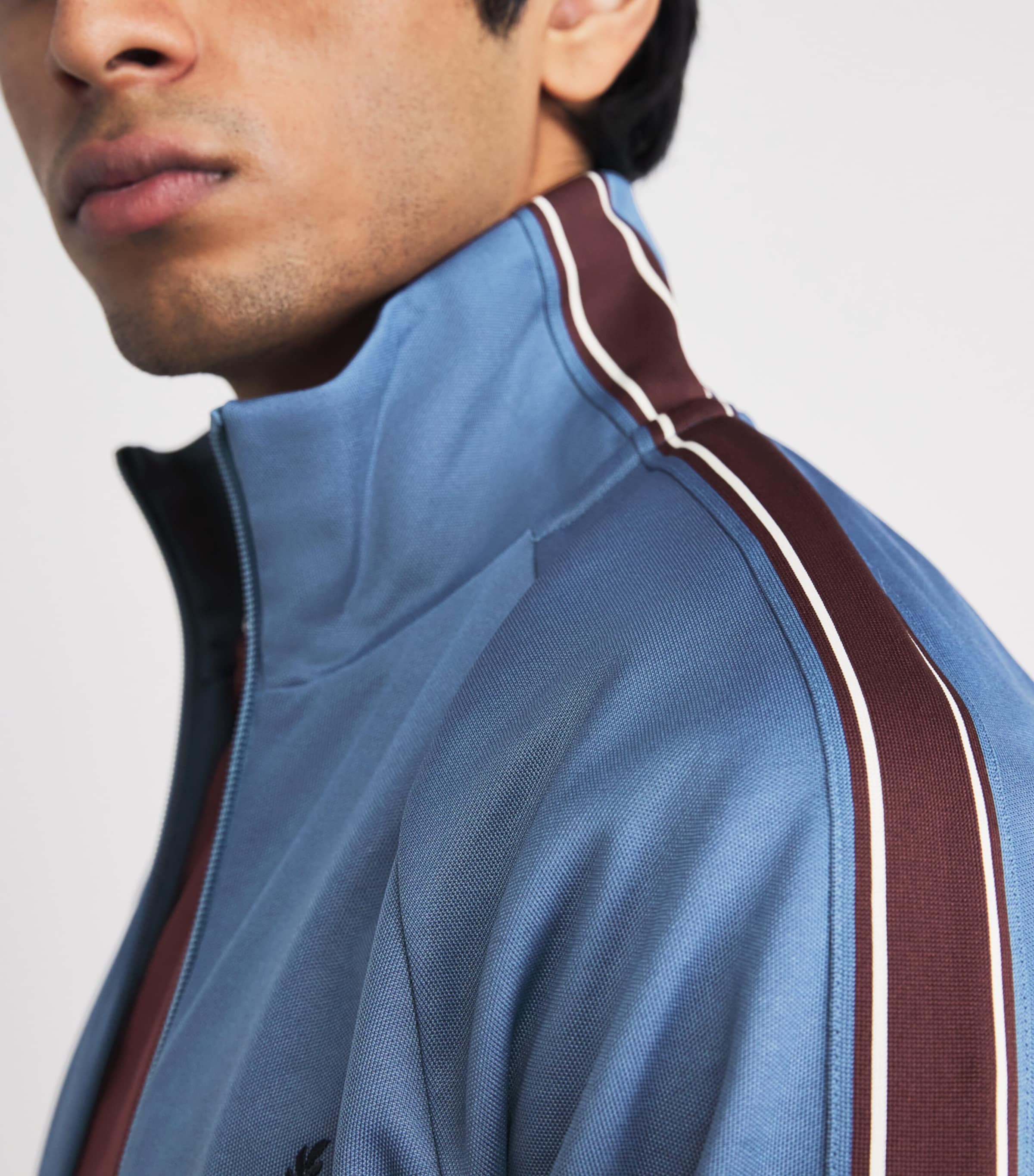 Fred Perry Mens Tramline Tape Track Jacket Ace Blue Image 3