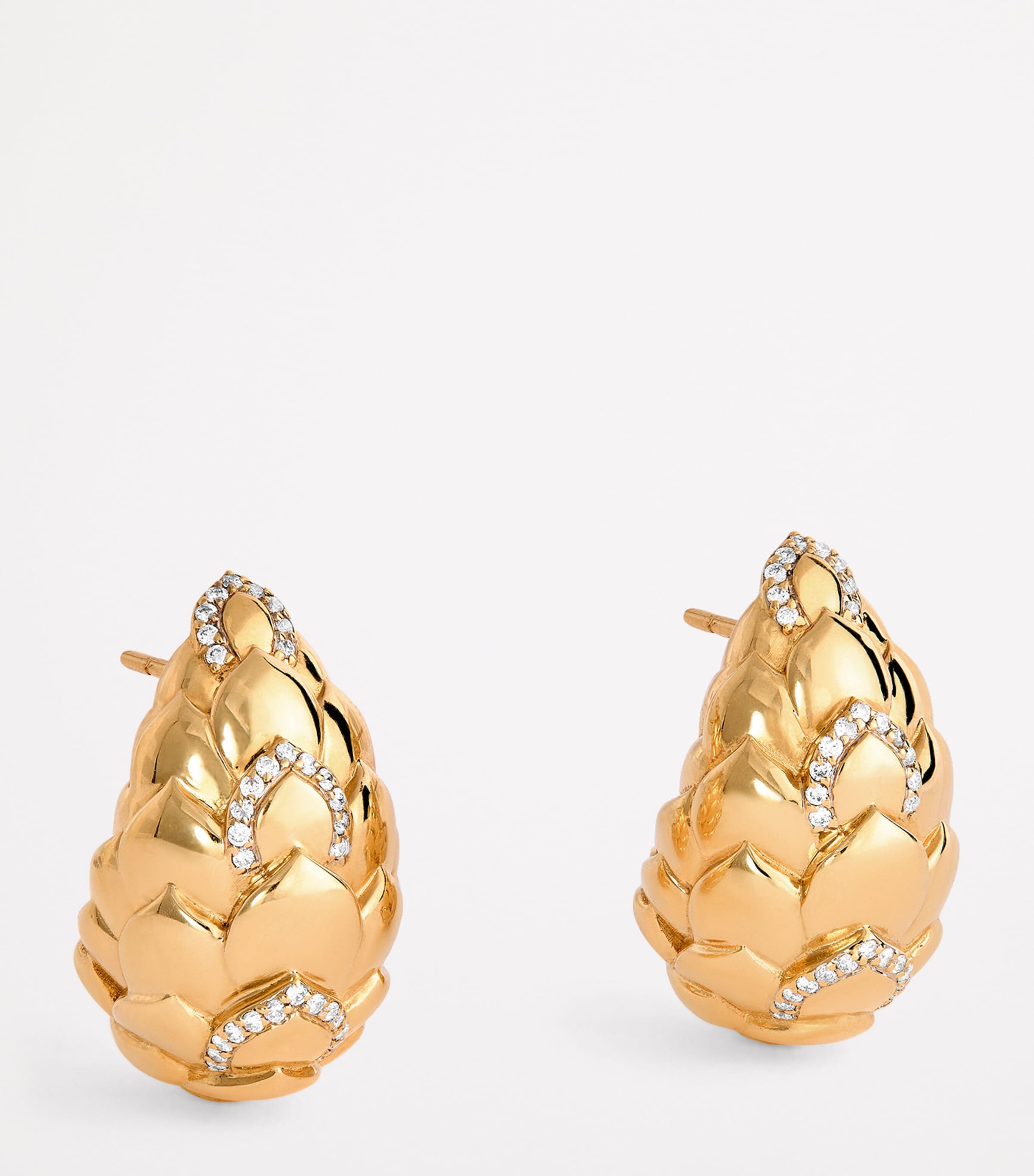 Nadine Aysoy Large Yellow Gold and Diamond Cobra Curved Earrings Yellow Gold Image 3