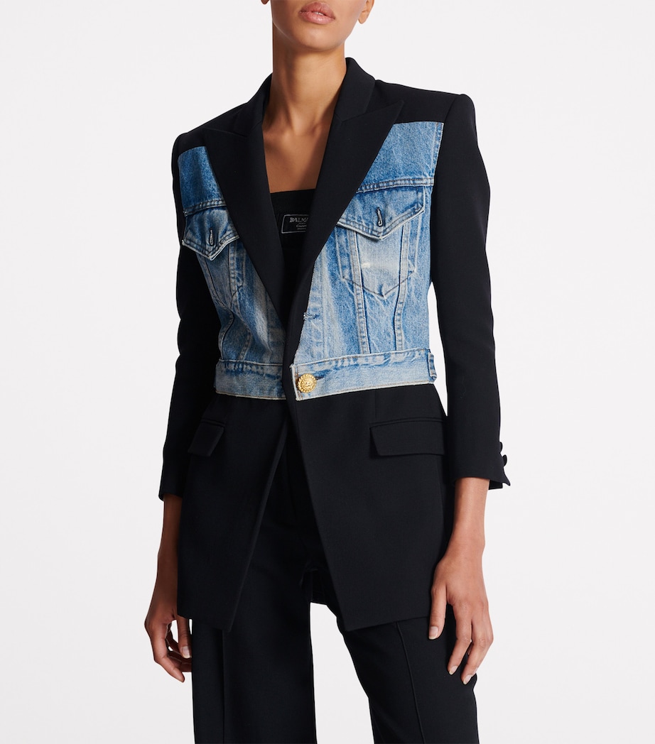 Virgin Wool-Denim Blazer ENA NOIR/BLEU DENIM Image 7