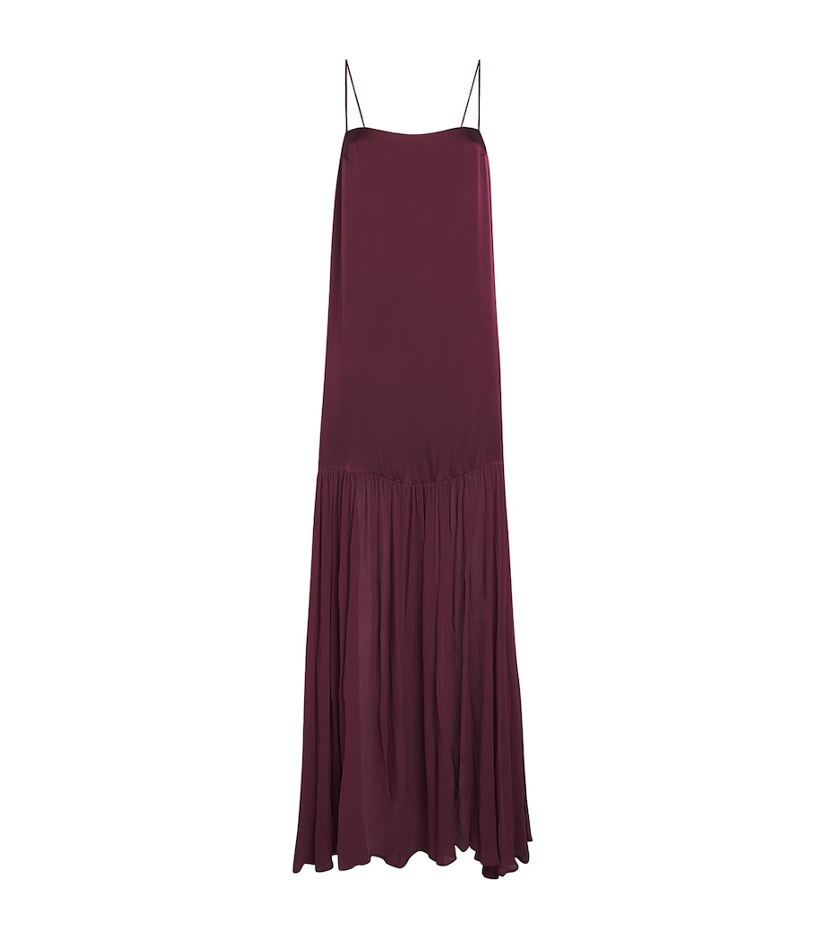 ANINE BING Womens Silk-Blend Clementine Maxi Dress Burgundy Image 1