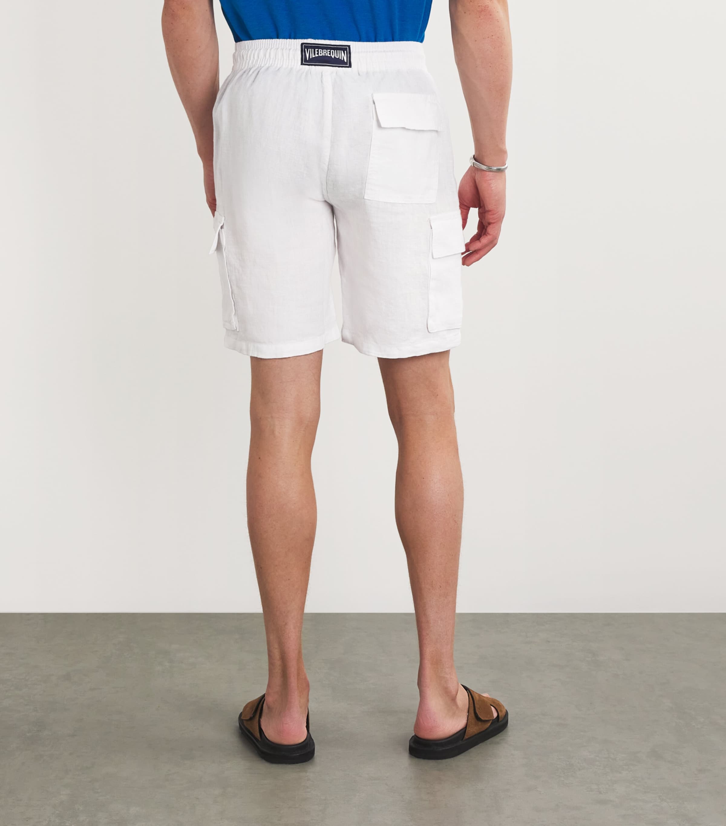 Linen Cargo-Pockets Baie Shorts 010 WHITE Image 4
