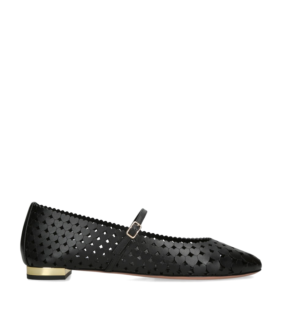 Aquazzura Leather Amourose Ballet Flats Black Image 1