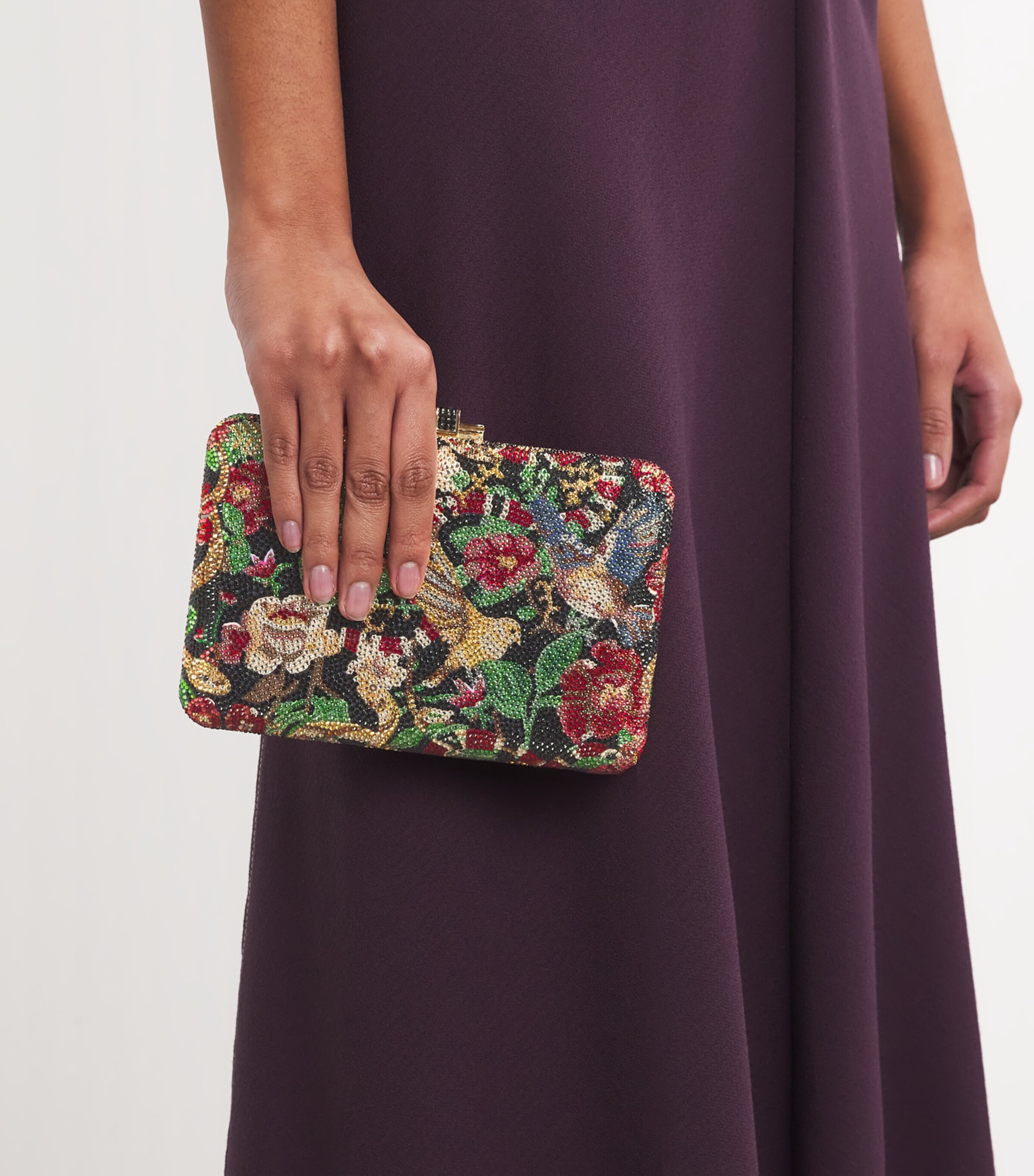 Judith Leiber Embellished Allegory Slim Slide Clutch Bag Cjtmt Chmpn Jet Mlti Image 5