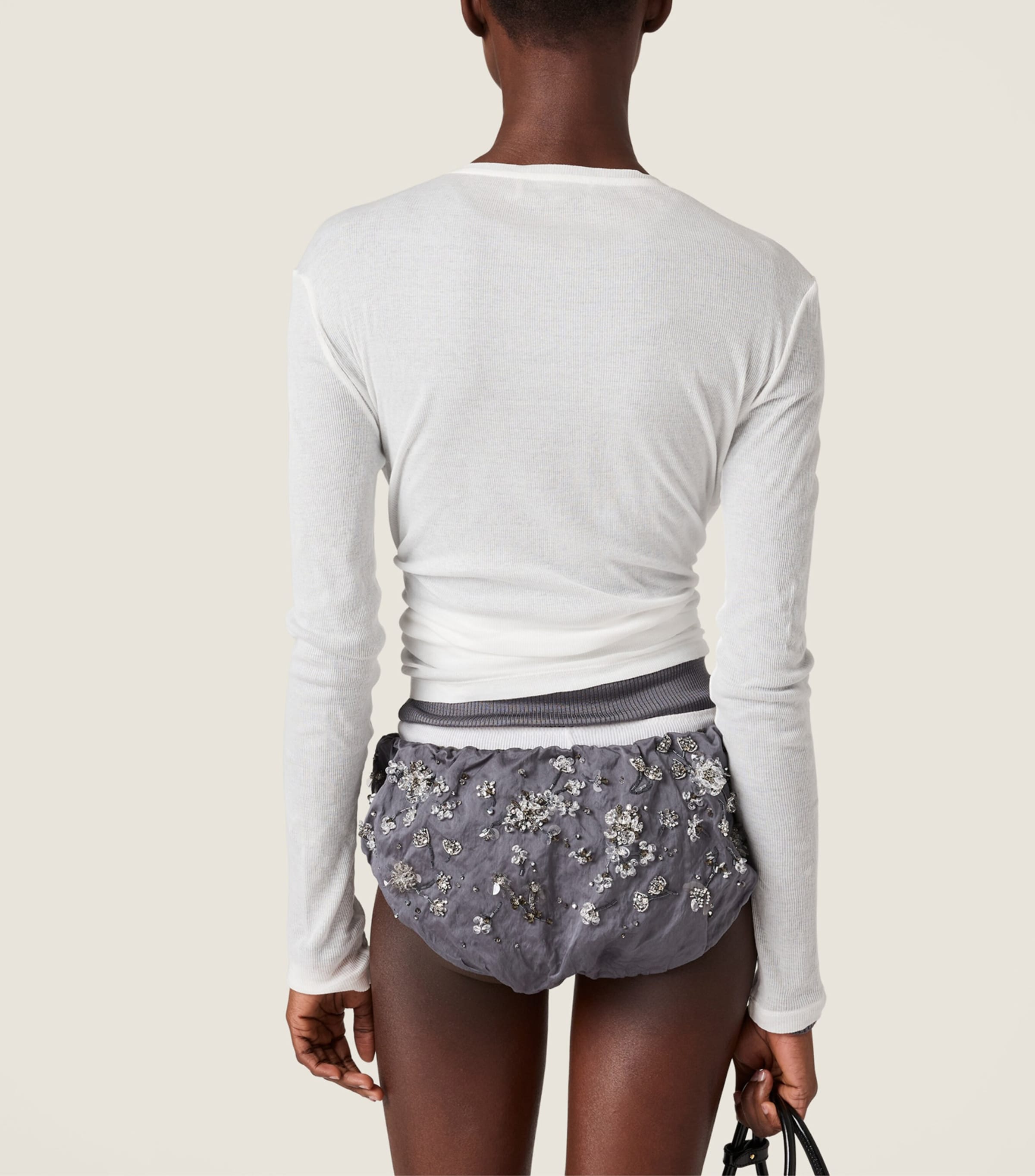Miu Miu Womens Embellished Cotton-Blend Briefs Image 3