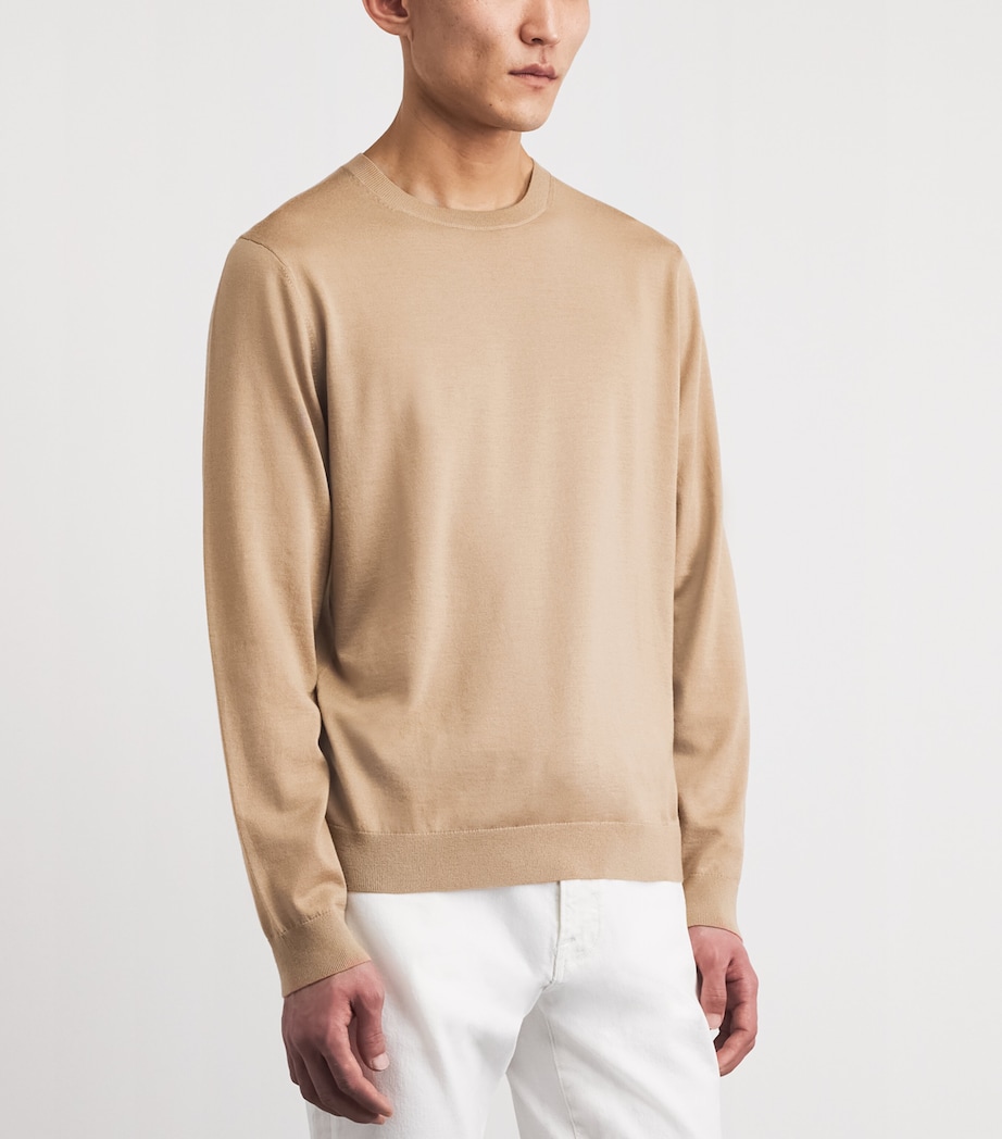 Falke Mens Stretch-Virgin Wool Sweater Seasame Image 4