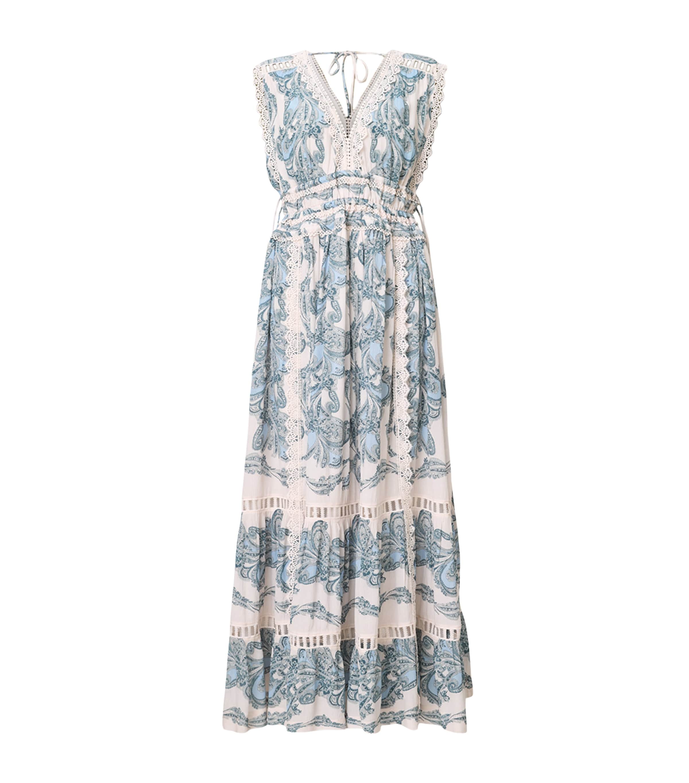 Allsaints Womens Xanthe Paisley-print Woven Dress Lita Soft Blue
