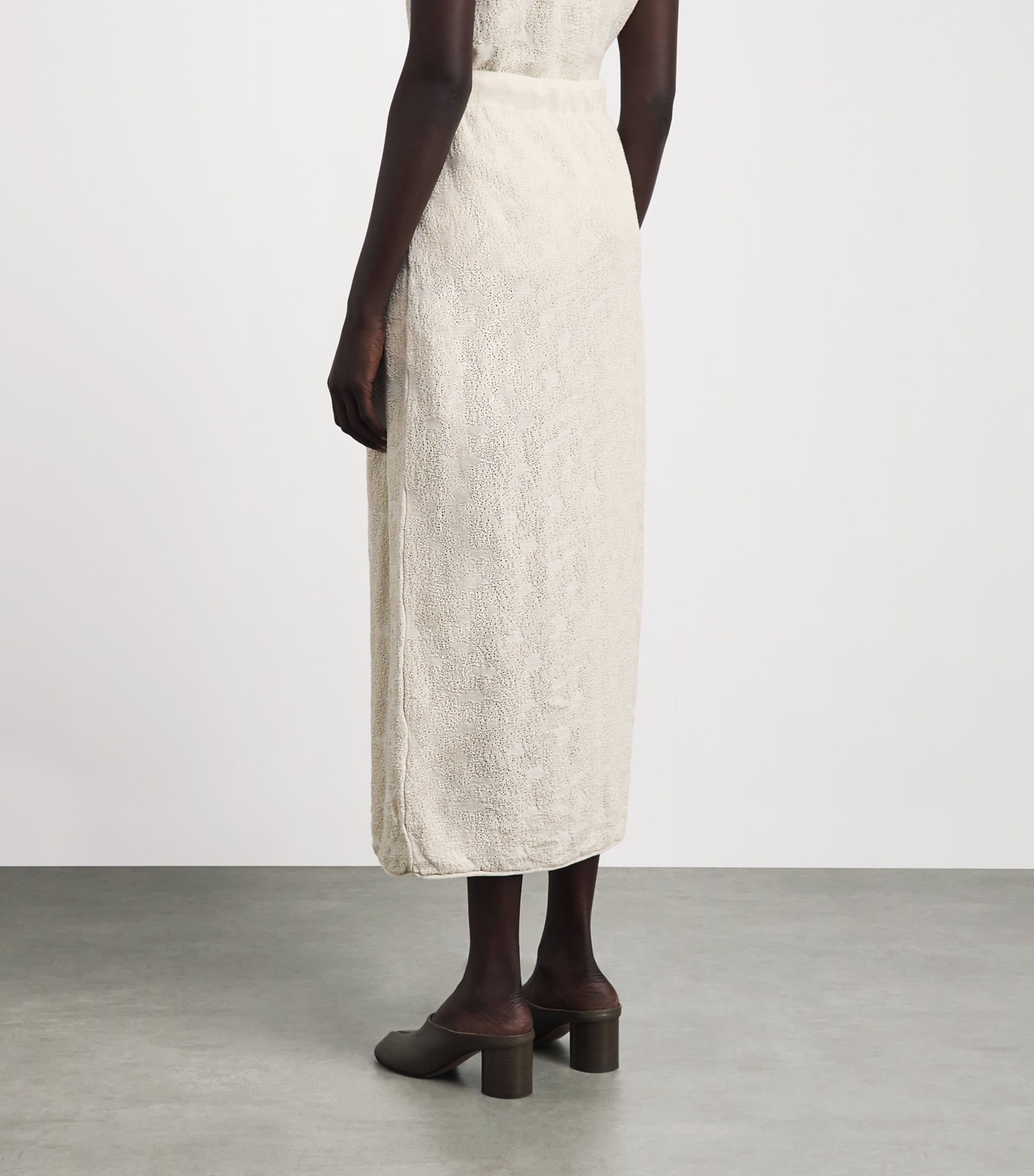 Lauren Manoogian Womens Pima Cotton Terra Midi Skirt Parchment Marl Image 5