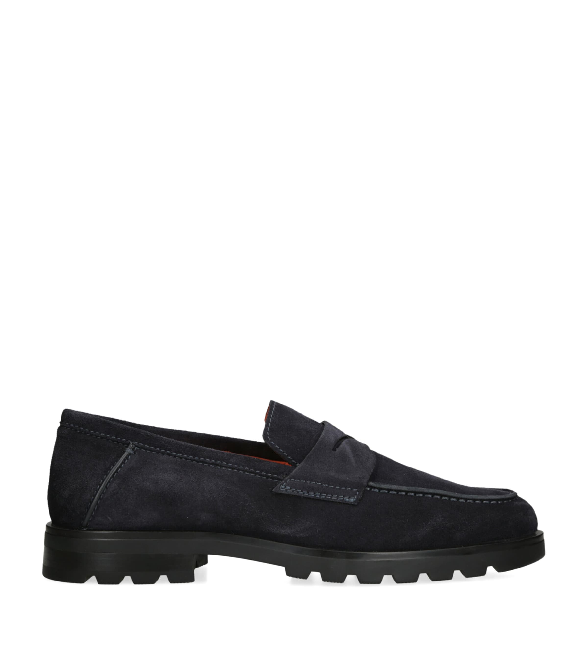 Santoni Suede Detroit Roccia Loafers Navy Image 1