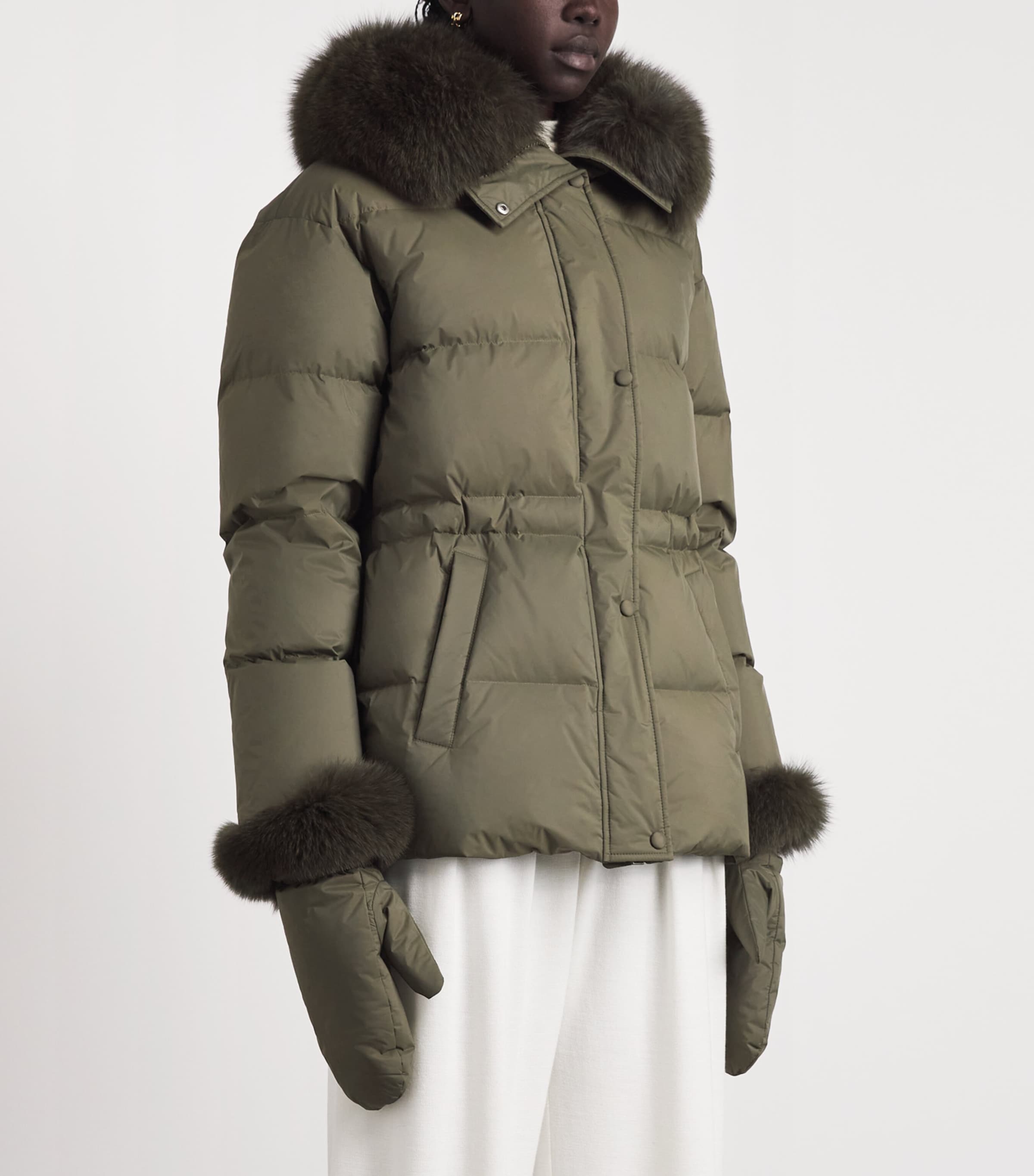 Yves Salomon Womens Down Fur-Trim Technical Puffer Jacket Image 4