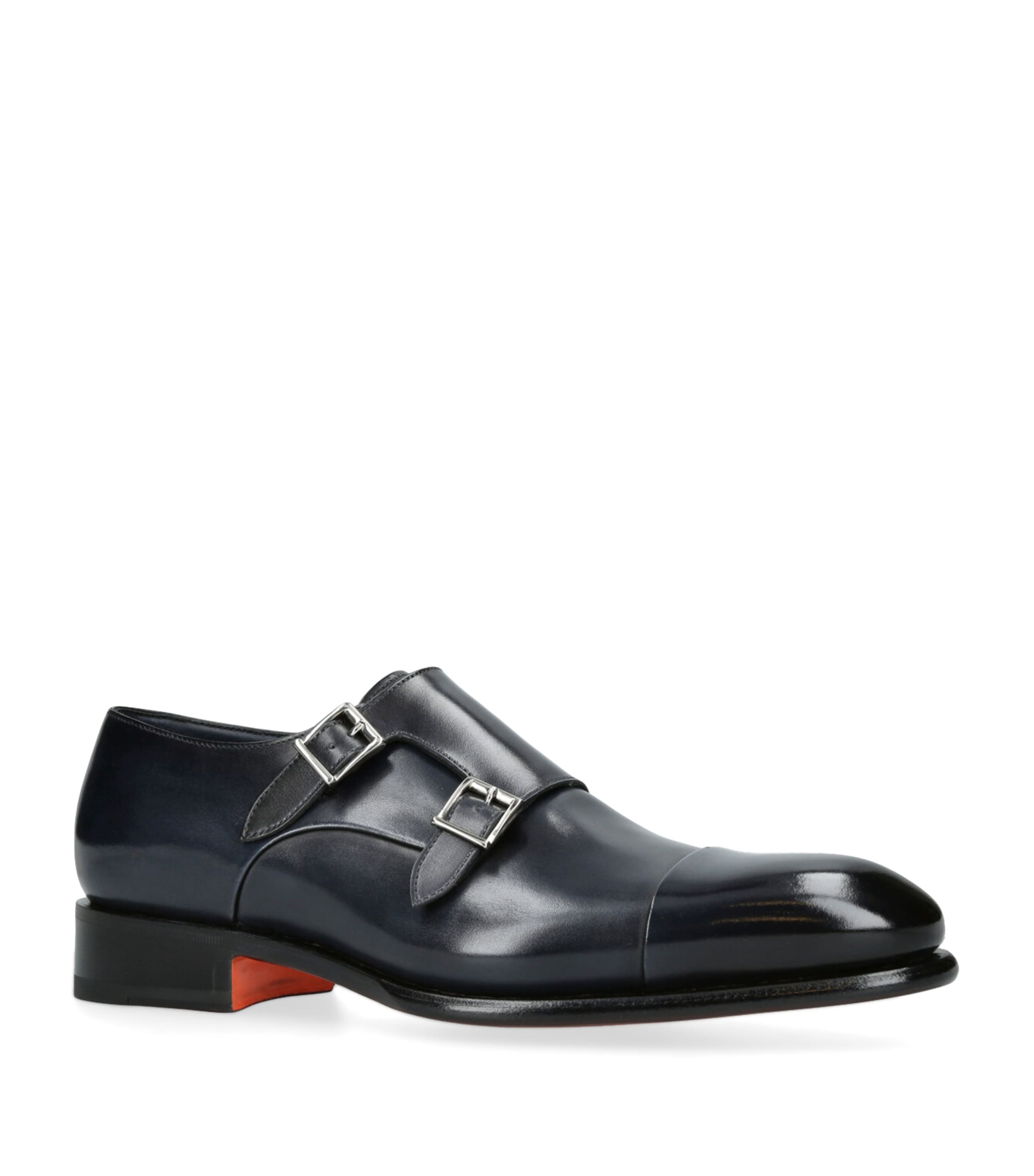Leather Carter Monk Shoes NAVY Image 3