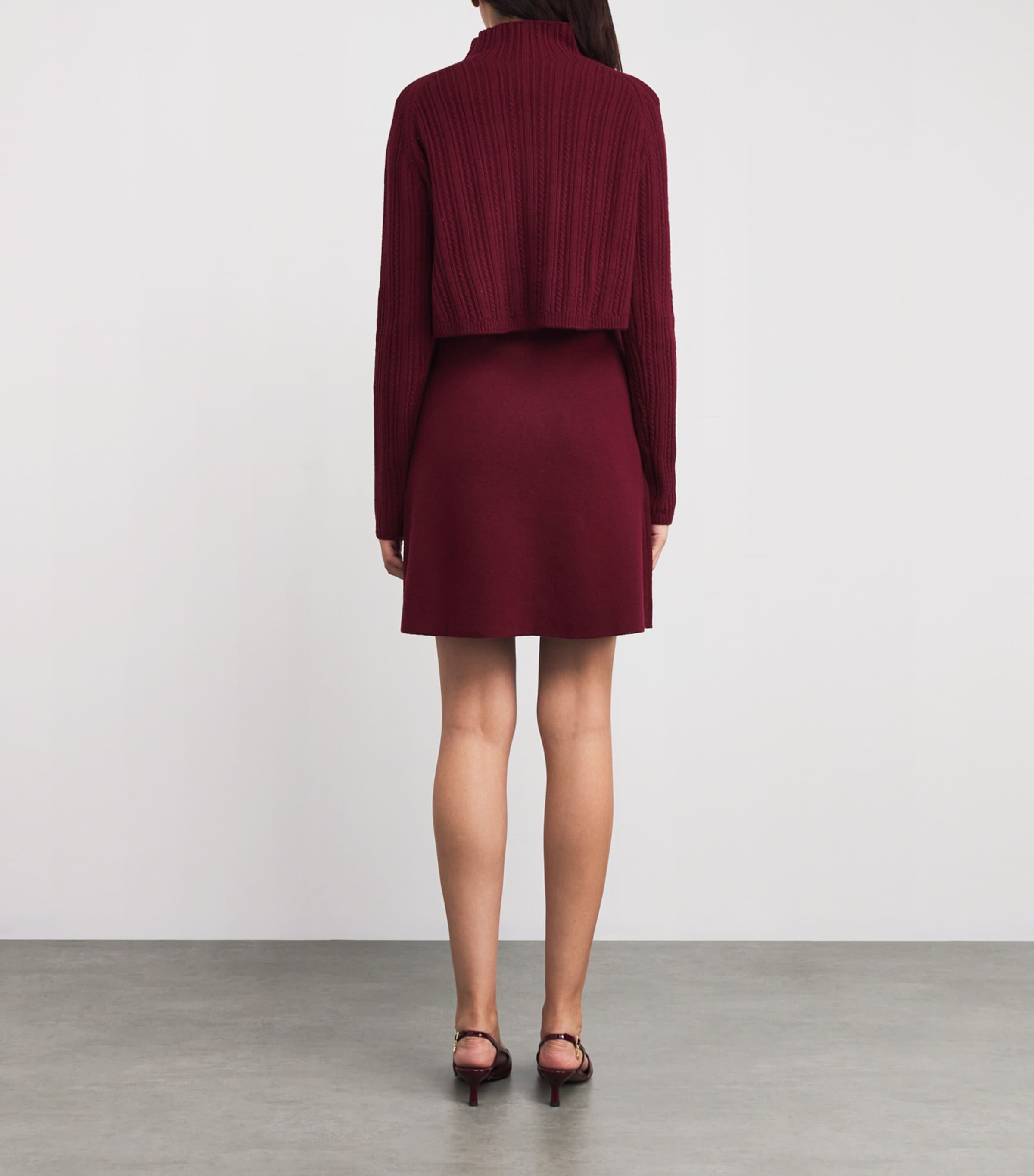 Cable-Knit Sweater Mini Dress BURGUNDY Image 3