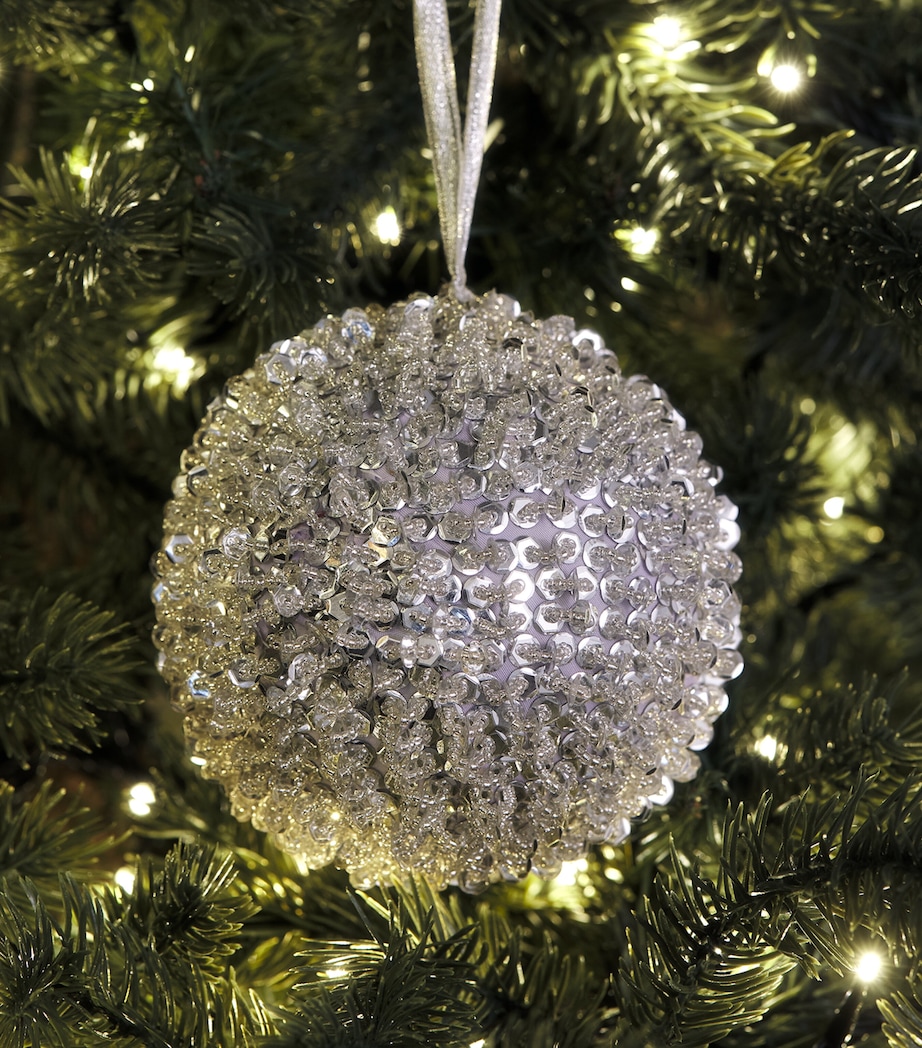 Harrods Sequinned Bauble Silver Image 3