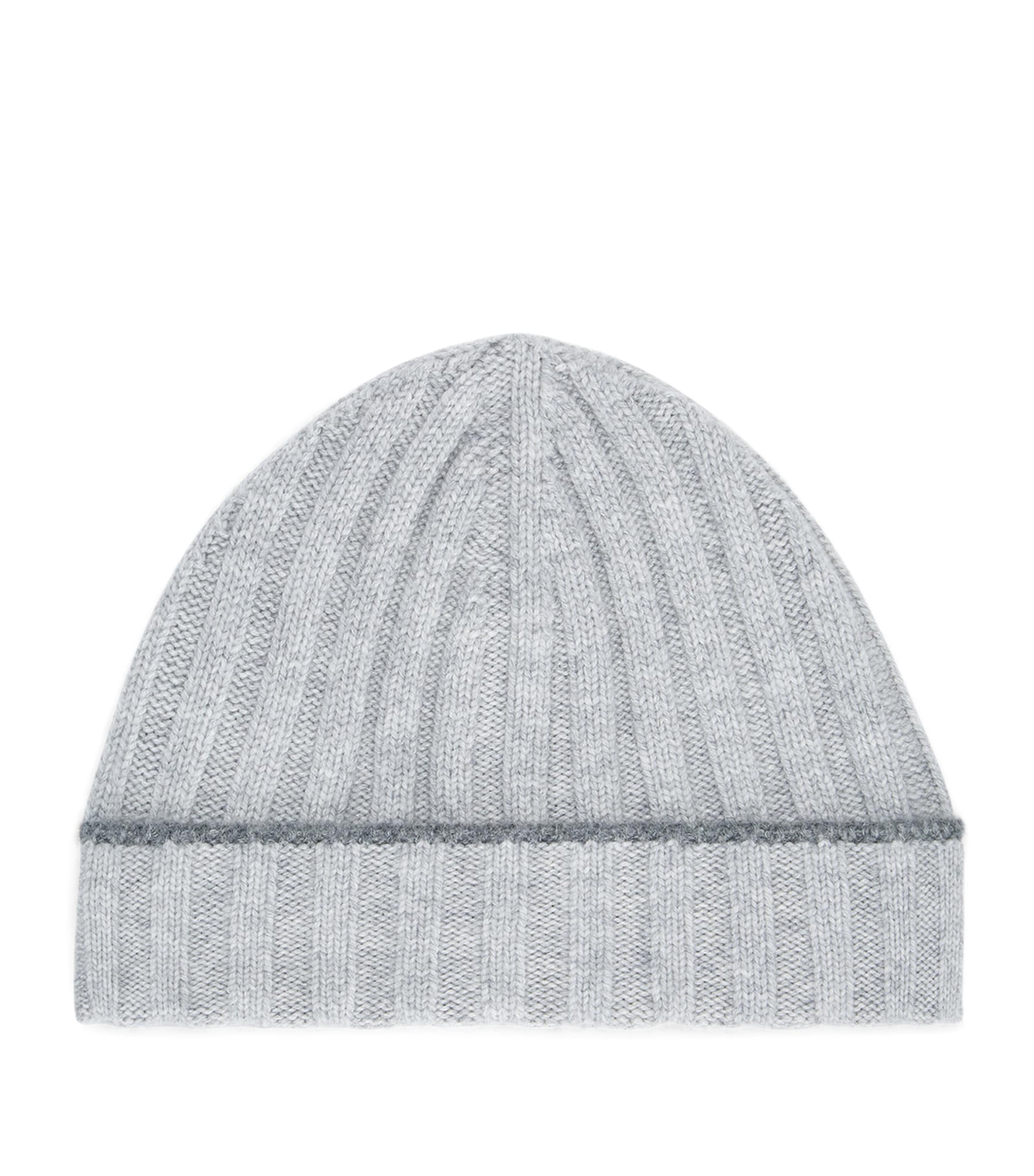 Brunello Cucinelli Cashmere Ribbed Beanie In Gray