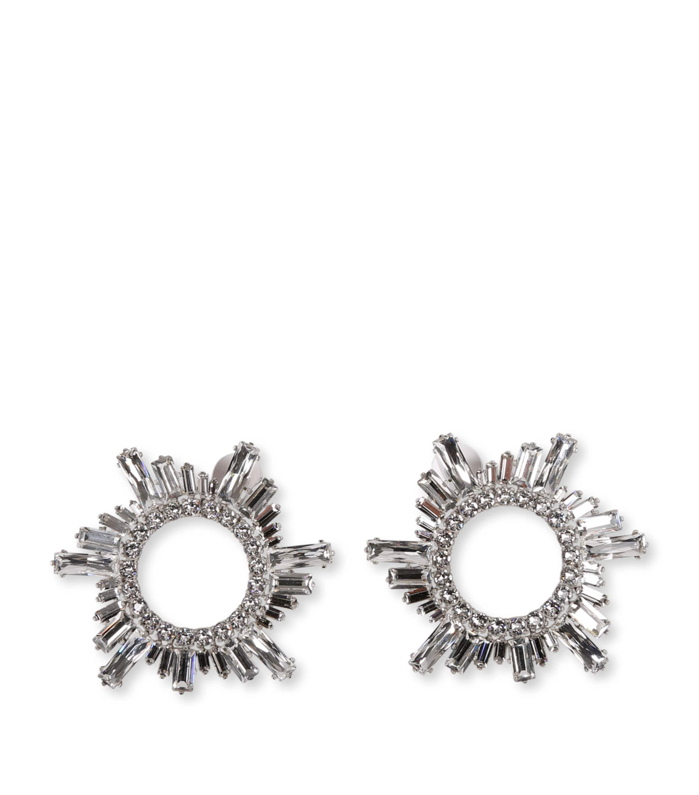 Amina Muaddi Begum Crystal-embellished Earrings In Metallic