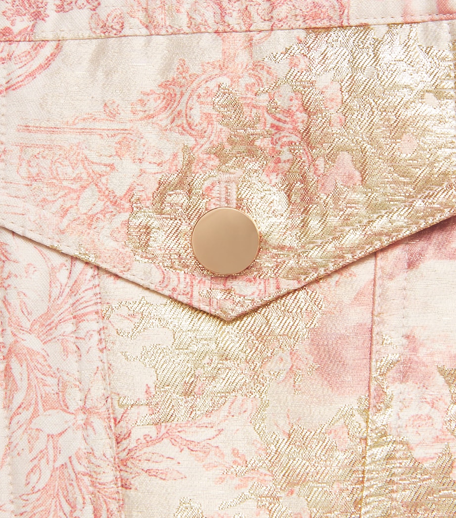 Alice+Olivia Womens Jacquard Lana Cropped Jacket En Rose Toile Image 6