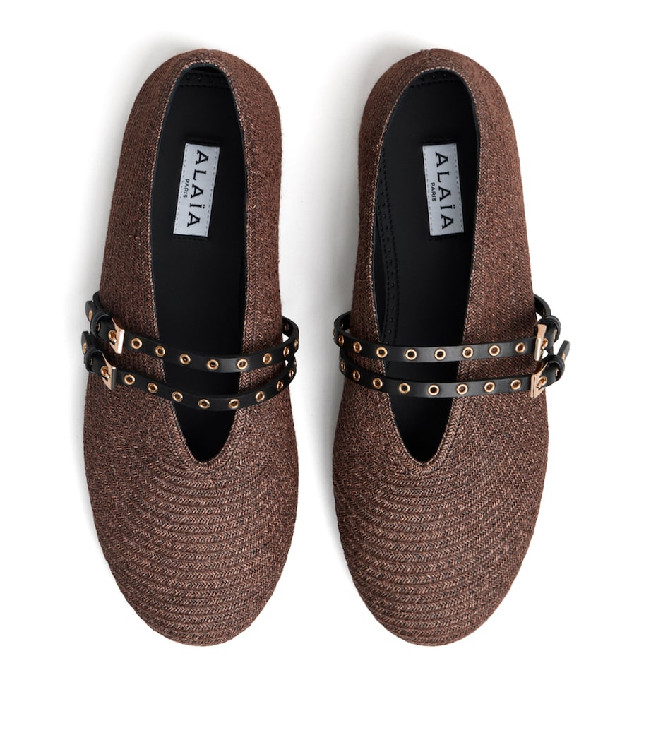 Alaïa Raffia-Leather Ballet Flats Brown Image 2