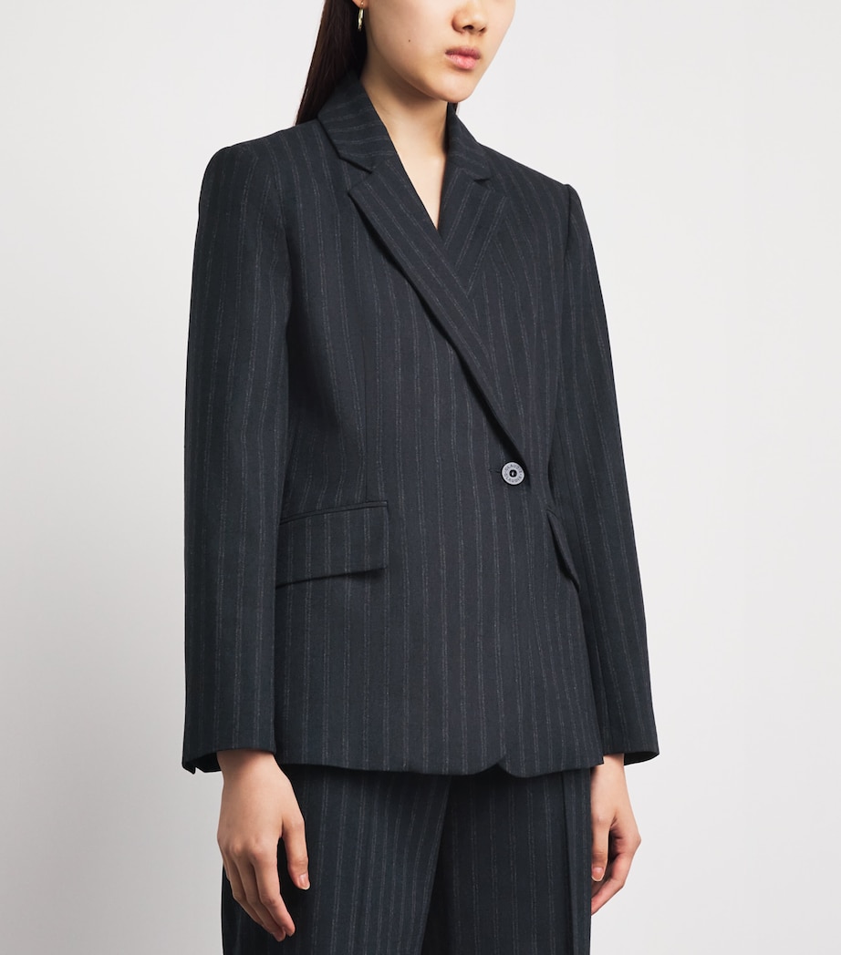 Claudie Pierlot Womens Wool Pinstripe Asymmetric Blazer Dual Color Image 4