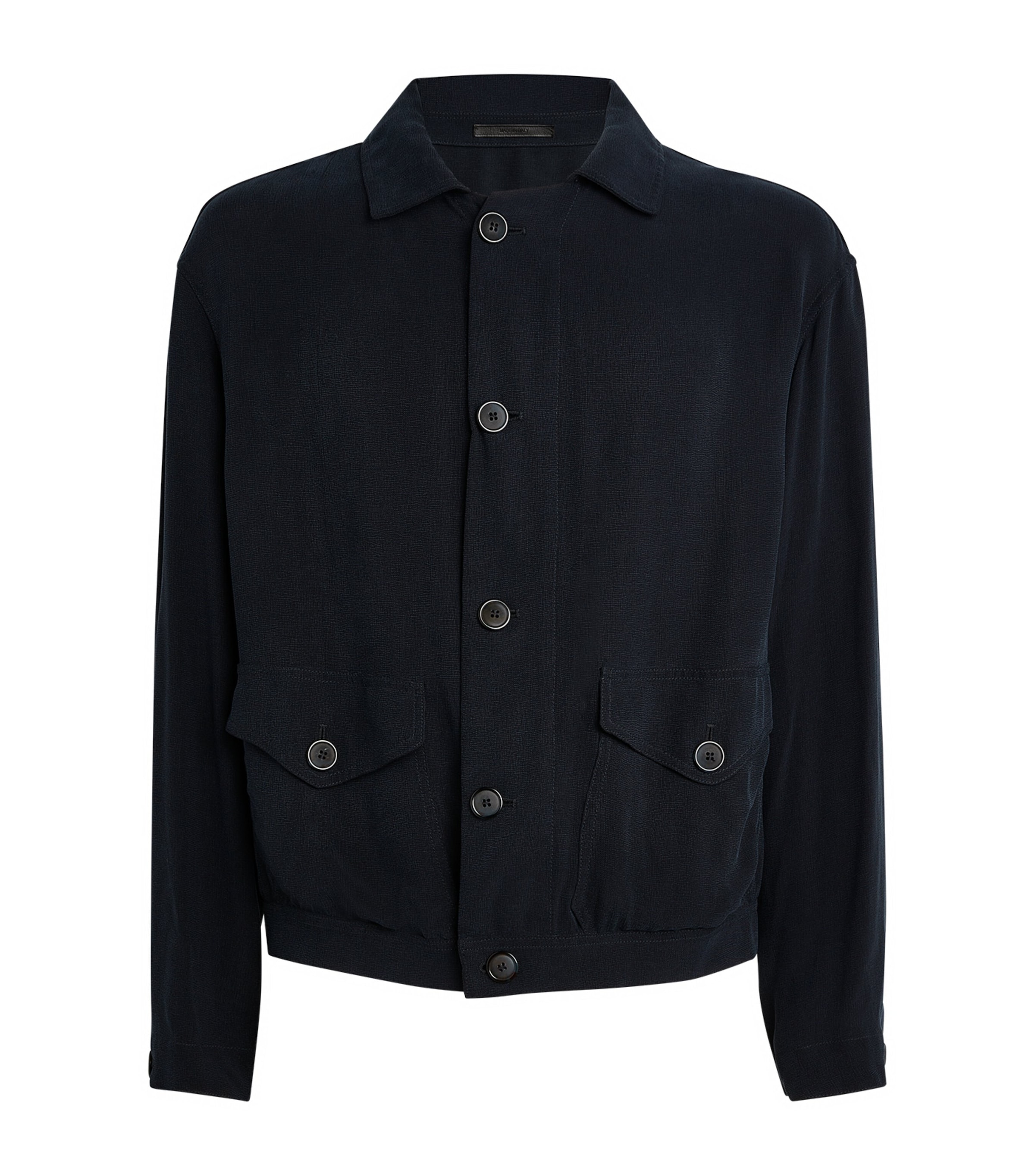 Shop Giorgio Armani Button-up Jacket In Blue