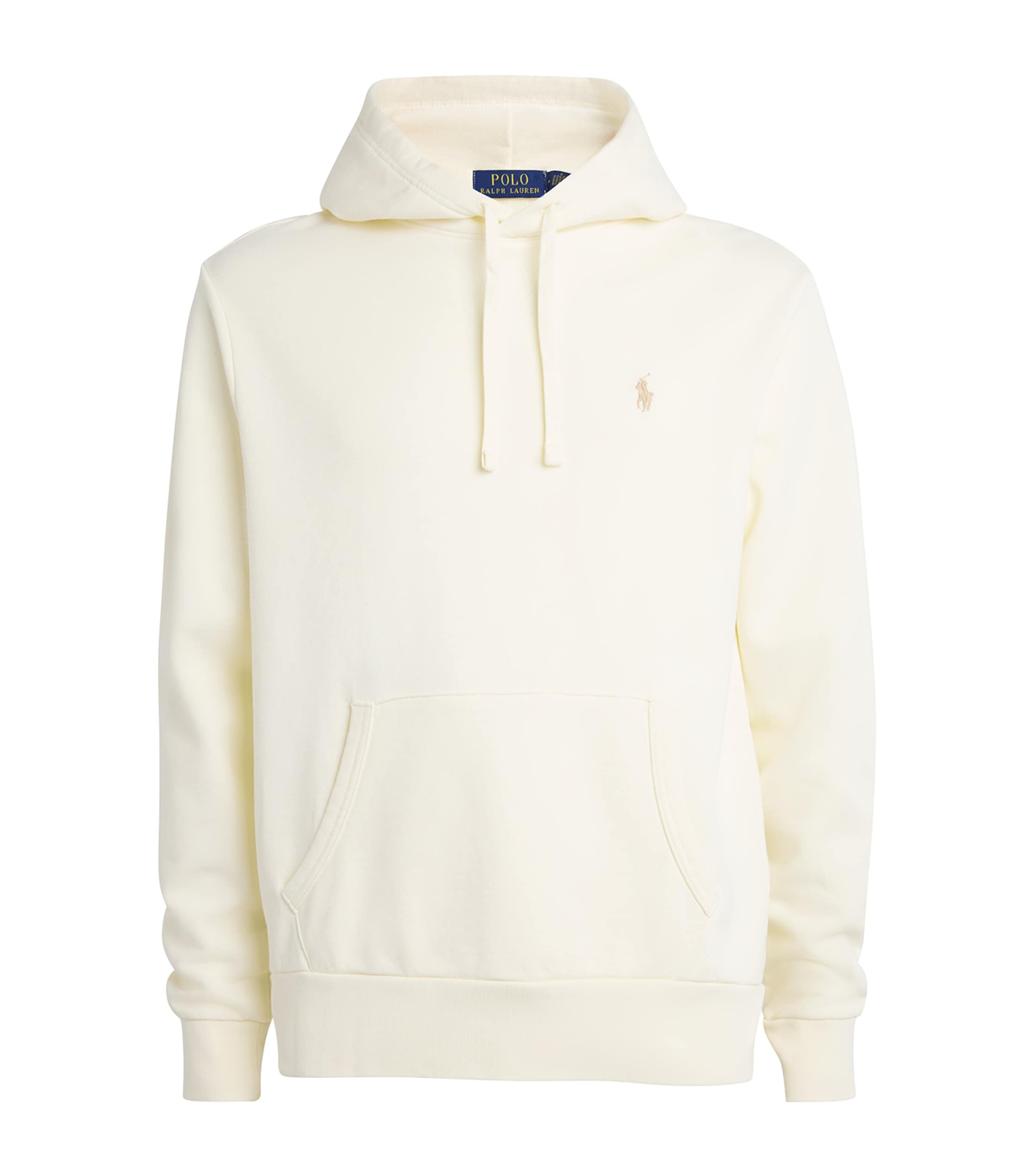 Polo Ralph Lauren Mens Embroidered-logo Double-knit Cotton-jersey Hoody Pale Cream Xl In Neutral