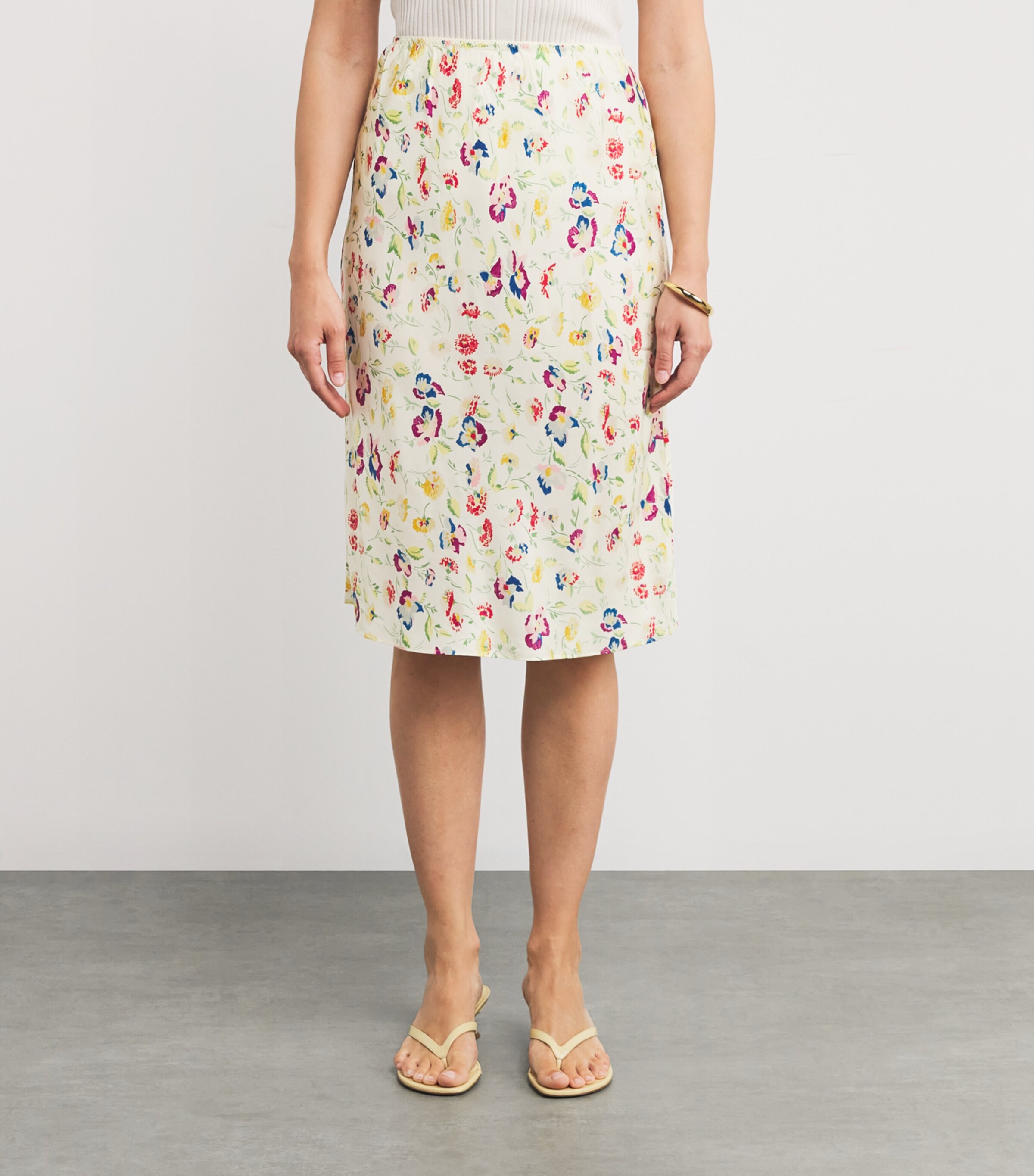 Deeyomi Women's High Waist Floral Midi Skirt - Stretchy Fold-Over Summer Skirt (Polyester-Spandex) - View #8