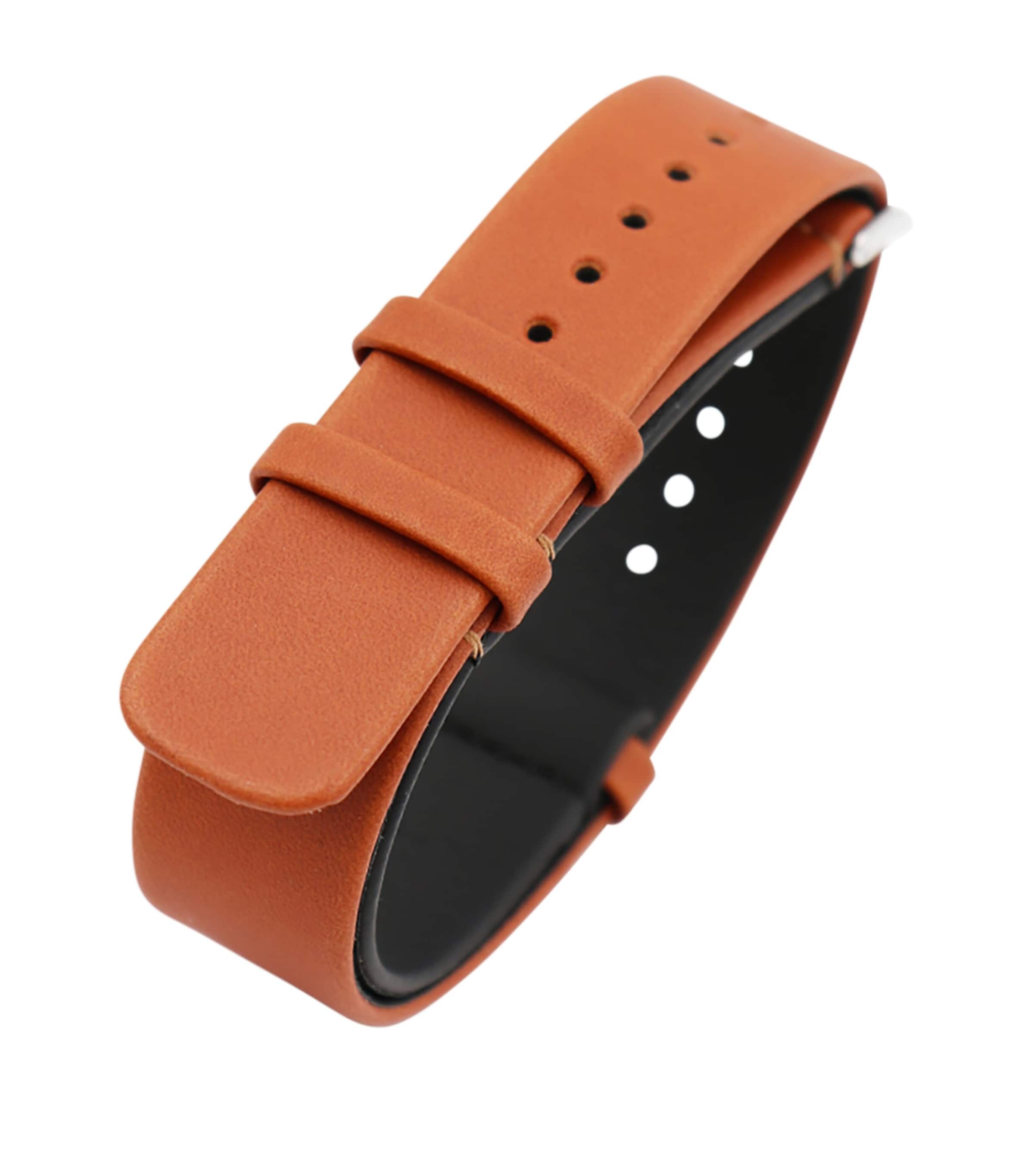 Jean Rousseau NATO Leather Watch Strap (20mm) Brown Image 3