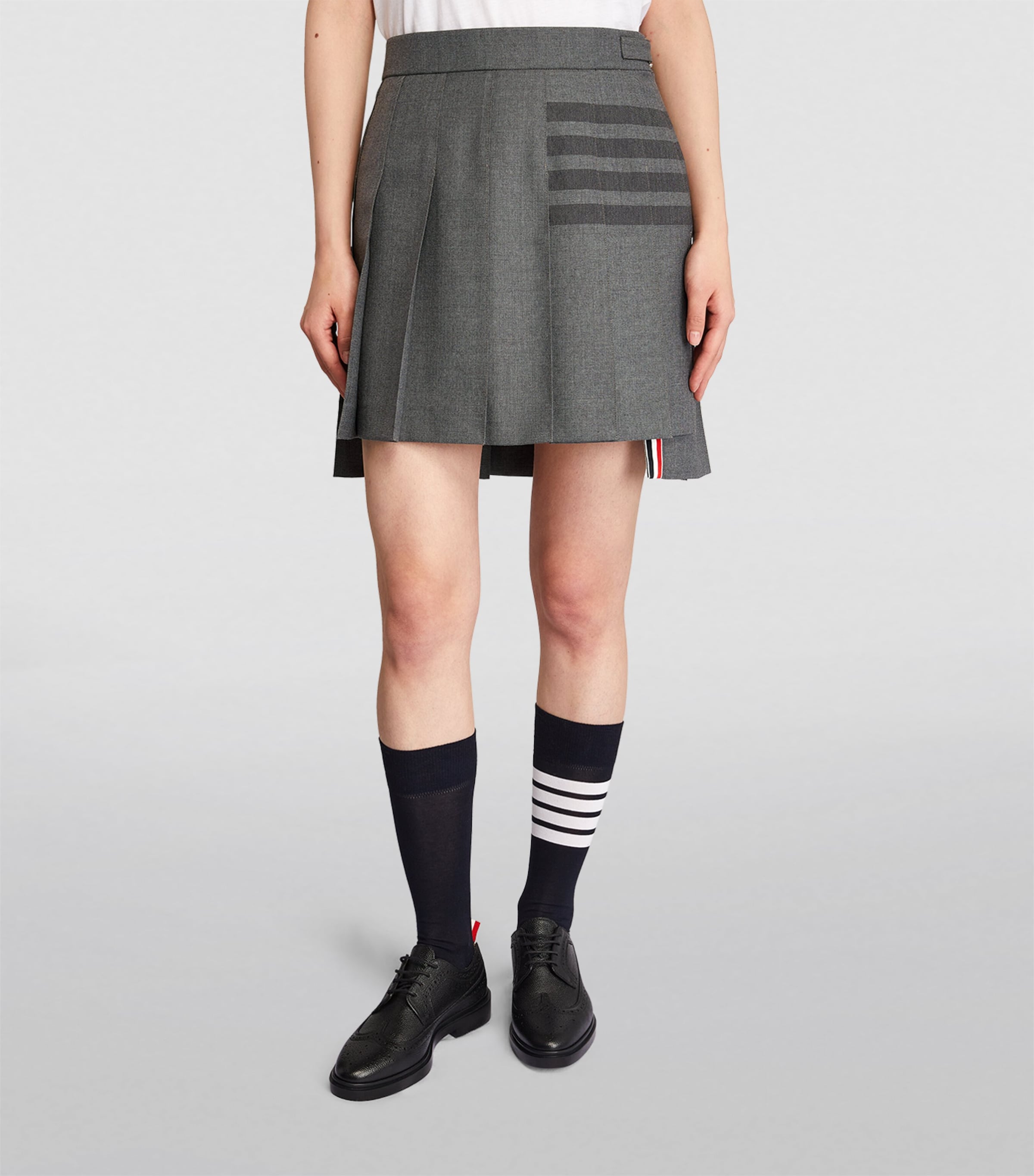 ミニスカート THOM BROWNE FW23 PLEATED MINI SKIRT (FKK120A_Y1002310) Blue Pleated wool mini skirt | THOM BROWNE | NET-A-PORTER