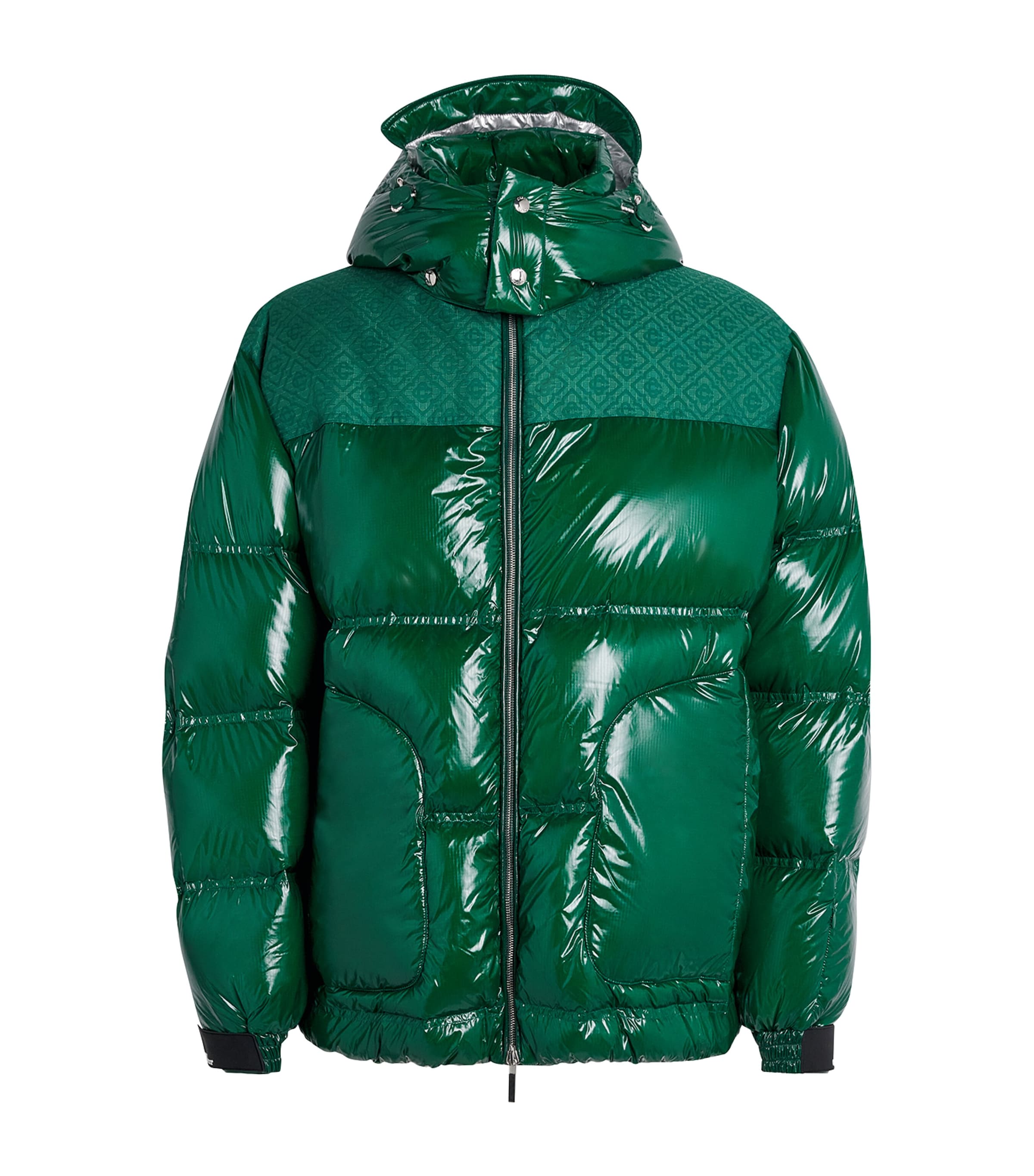 Casablanca Quilted Down-feather Jacket With Glossy Finish In Green