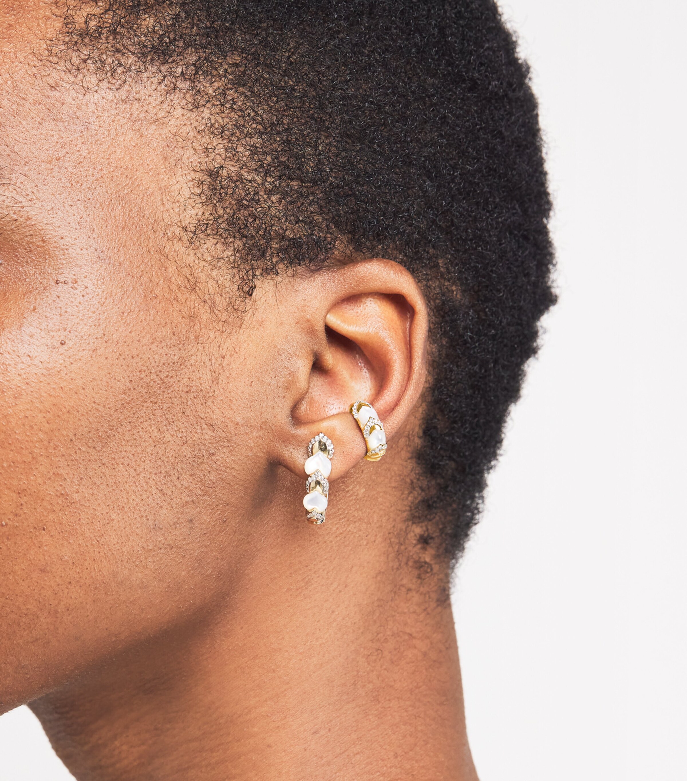 Nadine Aysoy Yellow Gold, Diamond and Mother-of-Pearl Cobra Ear Cuff Yellow Gold Image 2