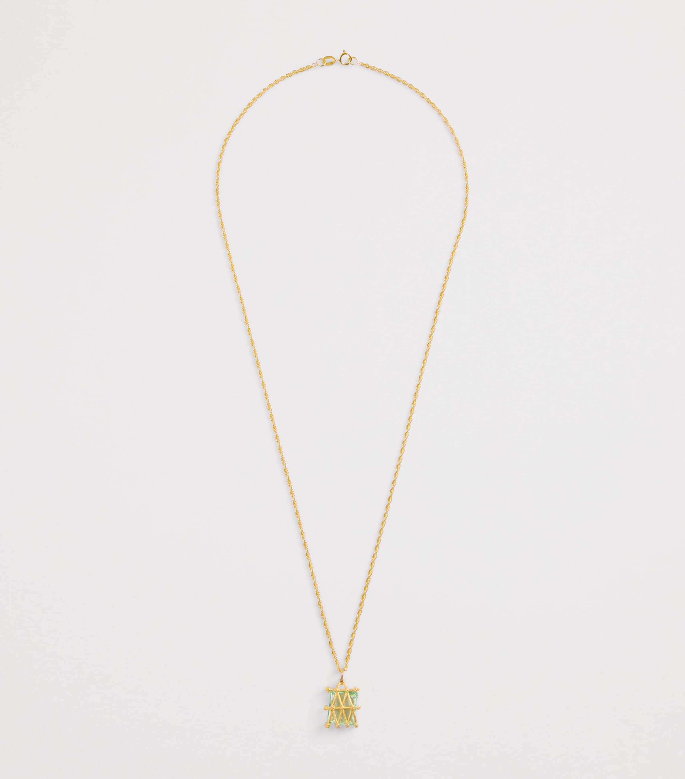 Yellow Gold and Sapphire Basket Pendant Necklace GOLD Image 3