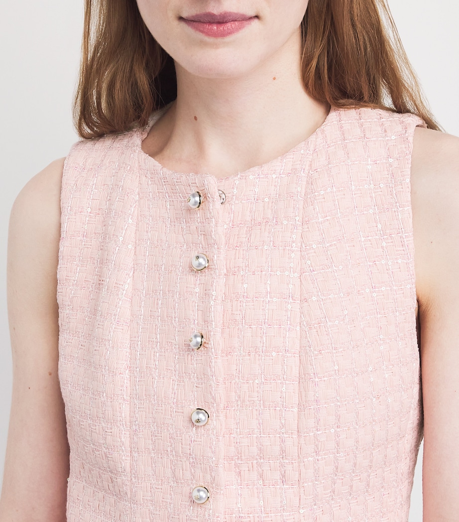 Sandro Paris Womens Sequinned Tweed Waistcoat Pink Image 3