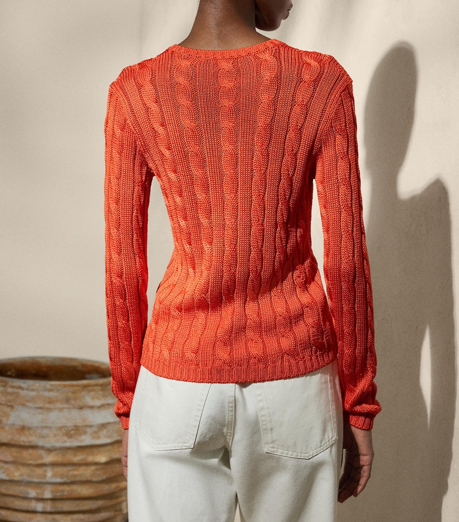 Silk Cable-Knit Sweater BRIGHT ORANGE Image 4