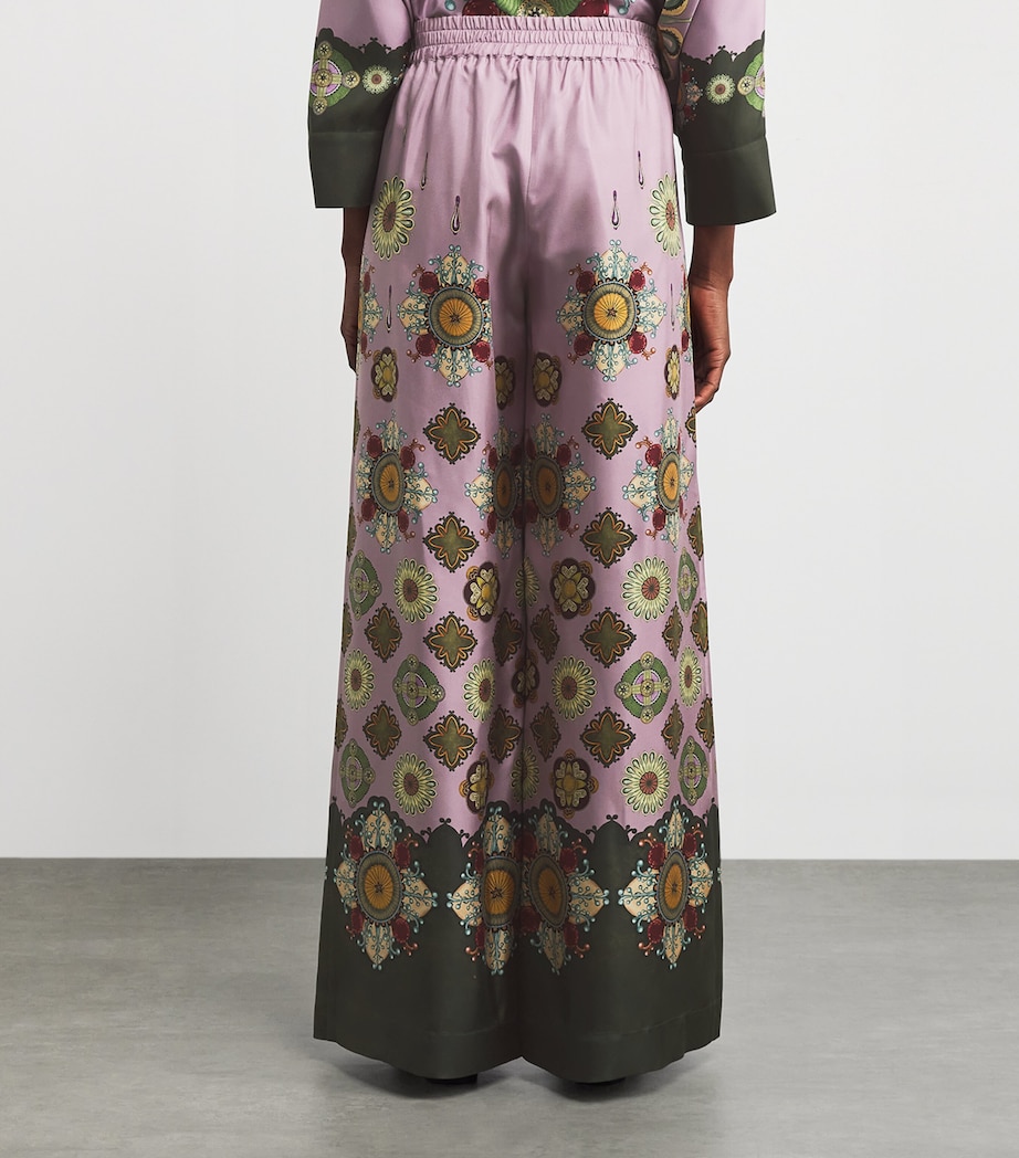 Silk Twill Printed Palazzo Trousers PI10 Image 4
