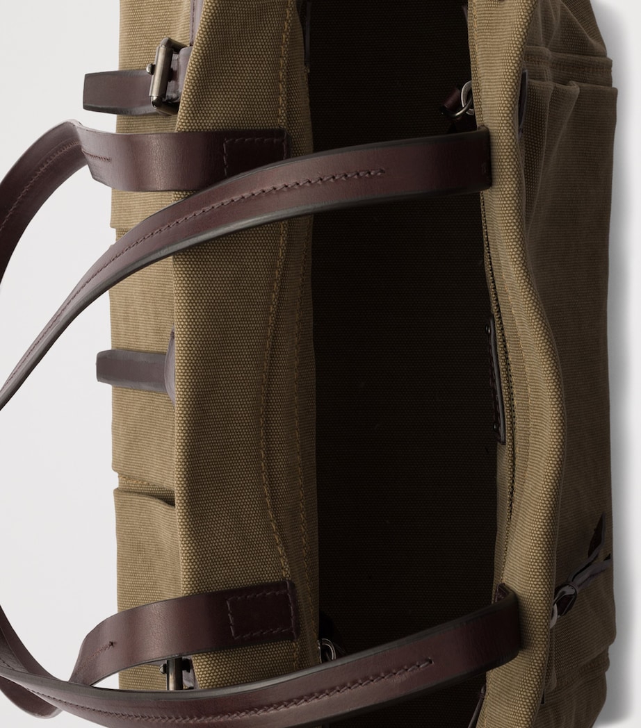 Prada Cotton-Leather Route Tote Bag Green Image 4