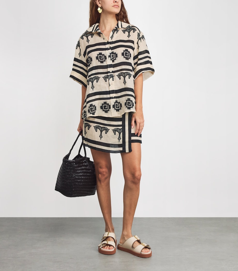 Linen Roots Mini Skirt ECRU /BLACK Image 2