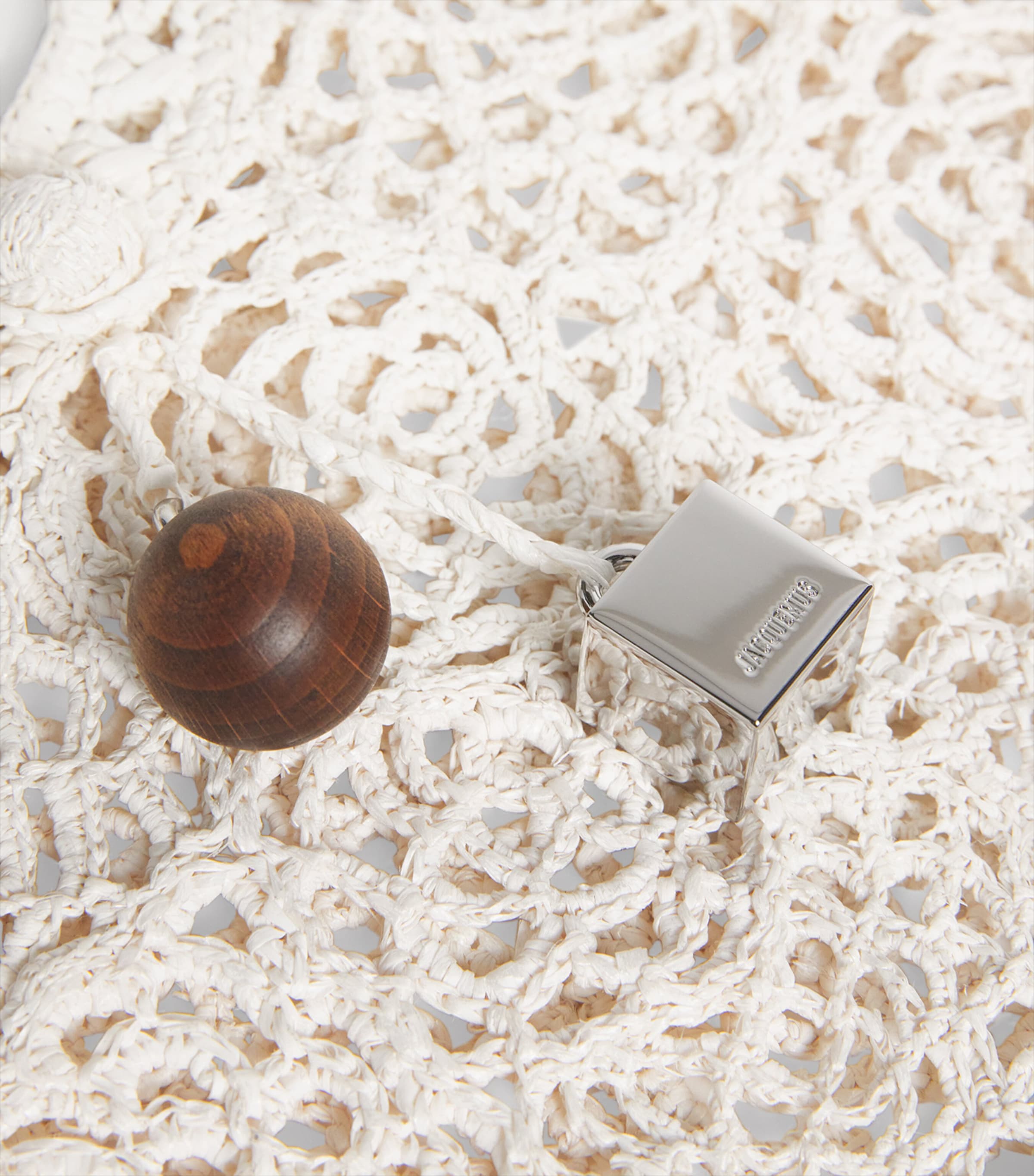 Jacquemus Raffia Lace Spiaggia Top-Handle Bag White Image 6