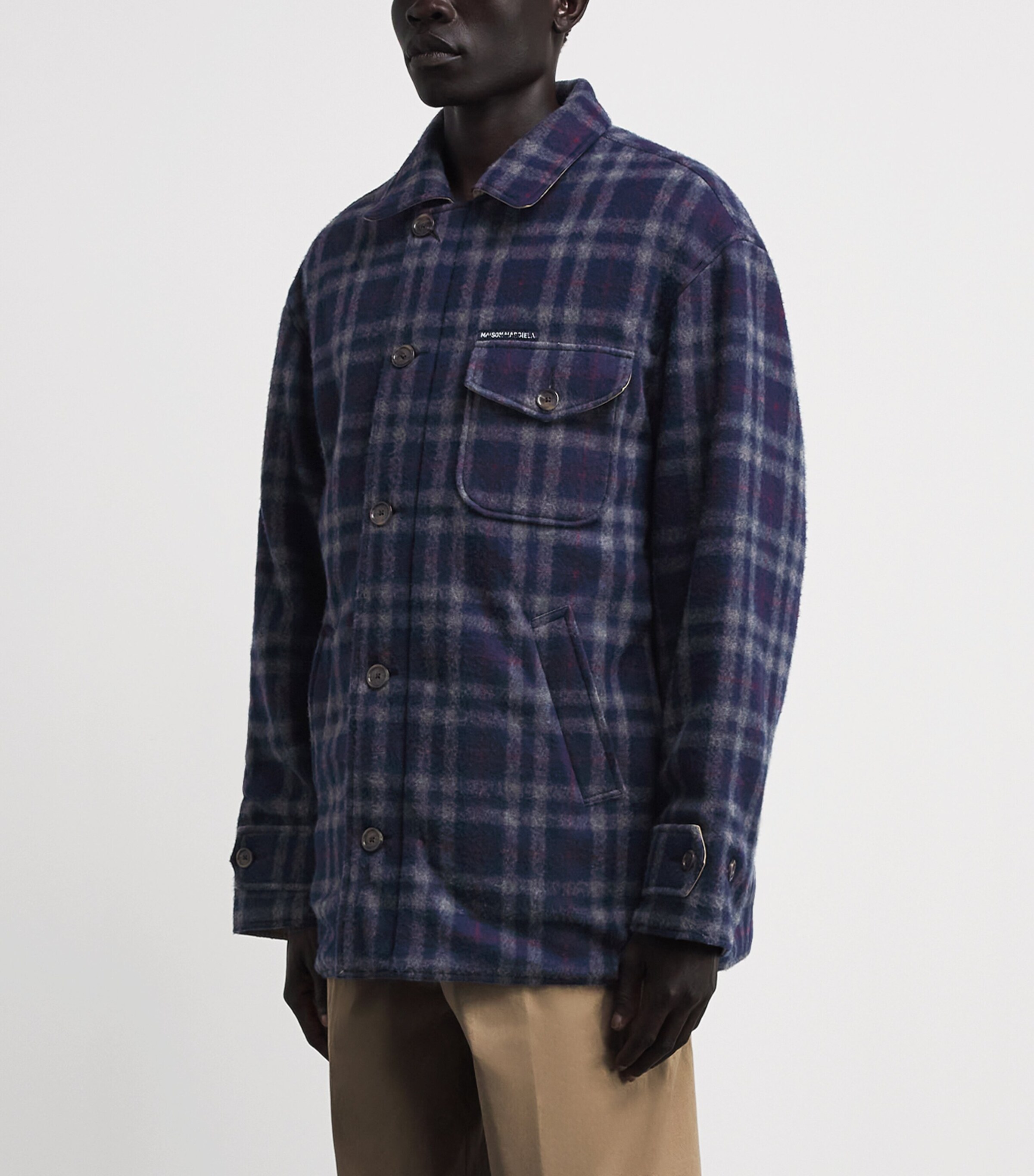 Maison Margiela Mens Cotton Reversible Jacket Beige/blue Image 4