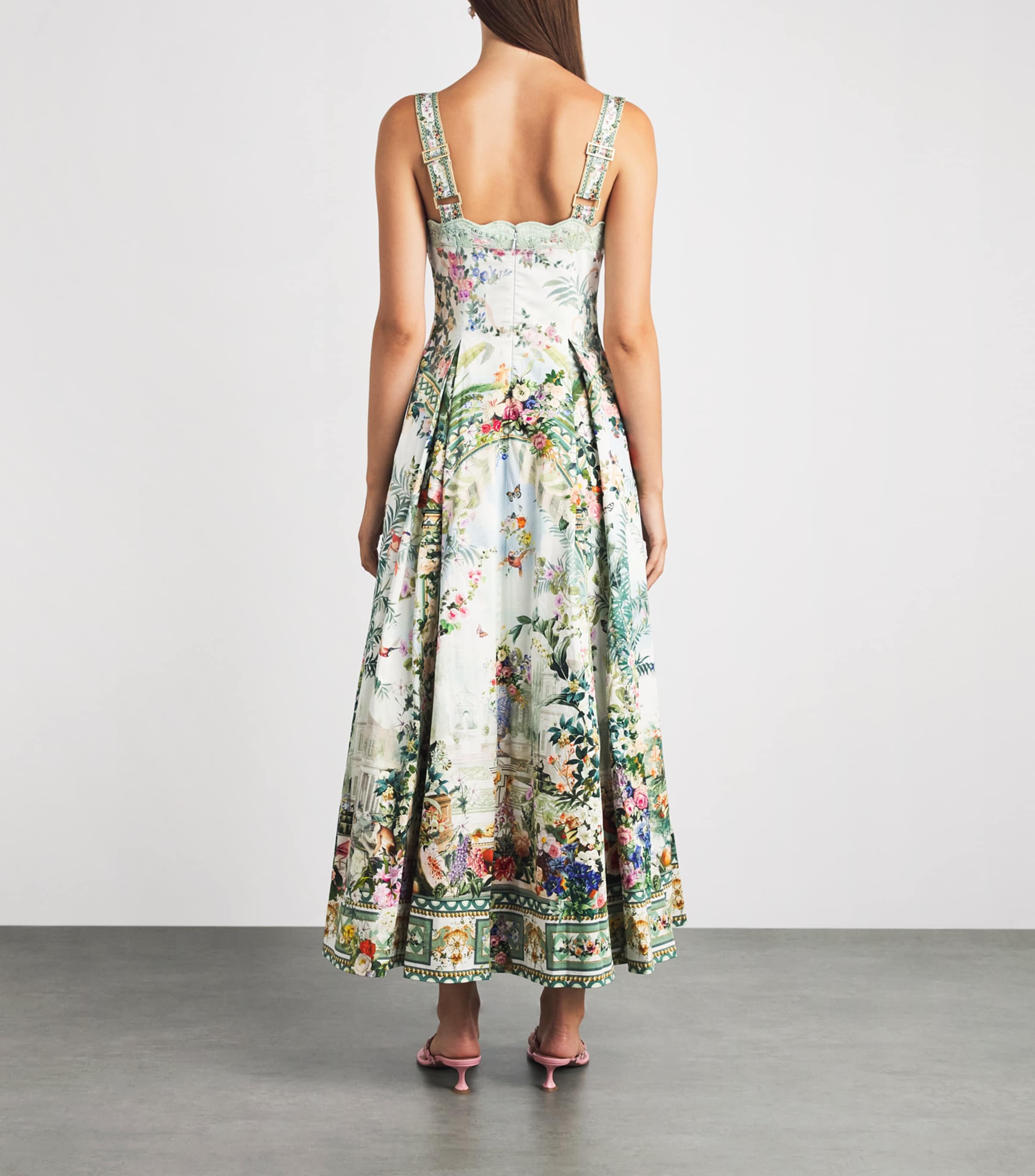 Camilla Womens Stretch-Cotton Art for the Empress Flared Midi Dress Art For The Empress Image 4