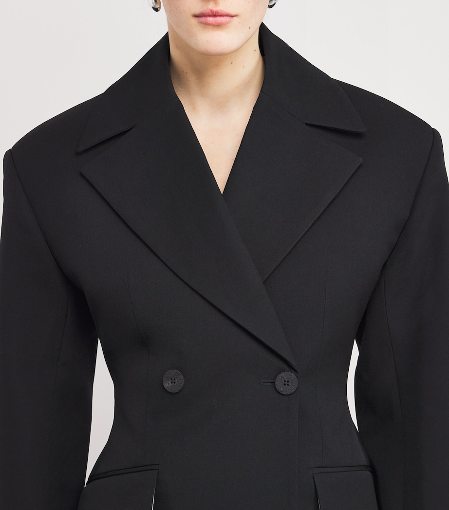 Wool Norma Double-Breasted Blazer 990 BLACK Image 6