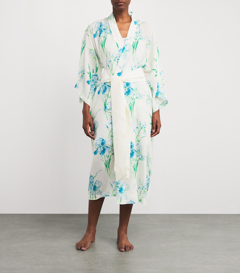 Silk Floral Amaya Samphire Robe SAMPHIRE Image 2