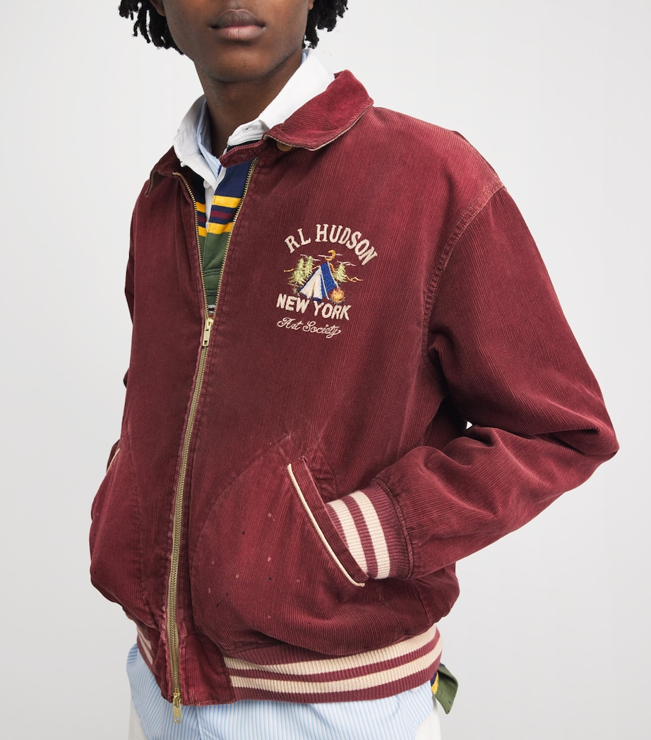 Polo Ralph Lauren Mens Corduroy Embroidered Track Jacket Red Image 3