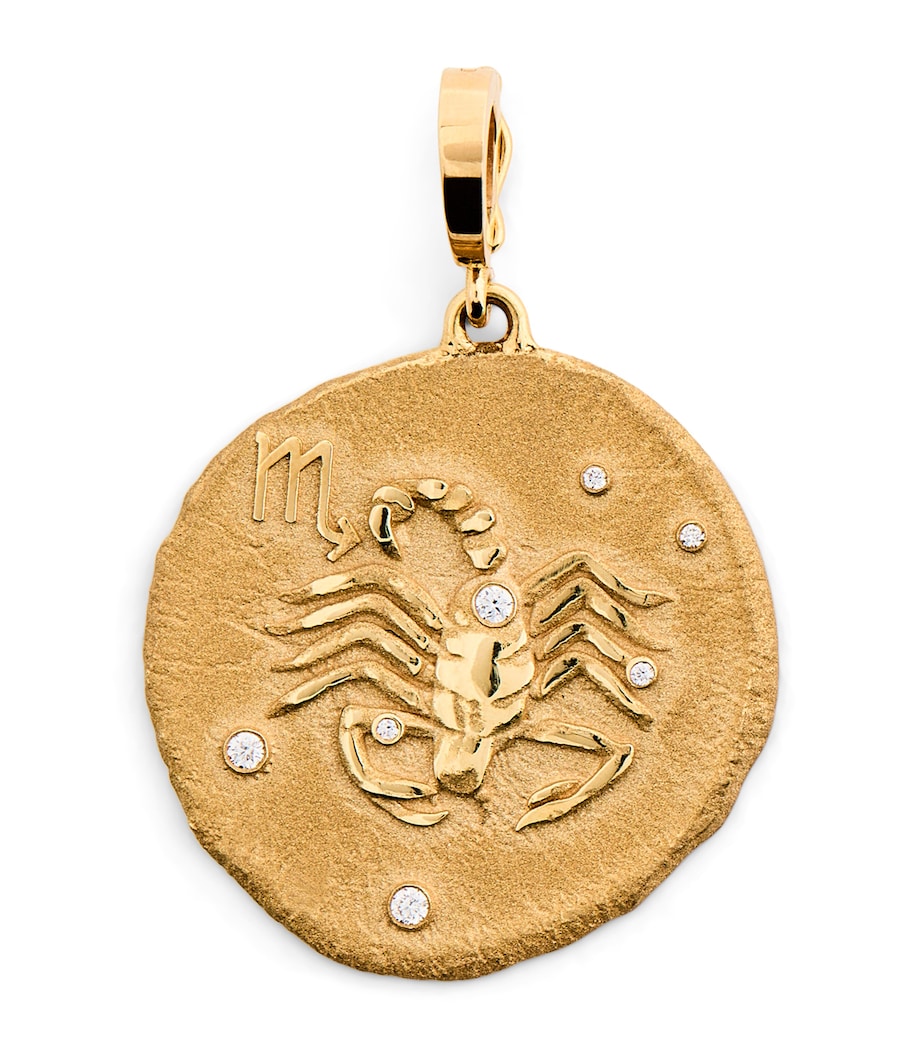 Large Yellow Gold and Diamond Scorpio Coin Charm YELLOW GOLD Image 1