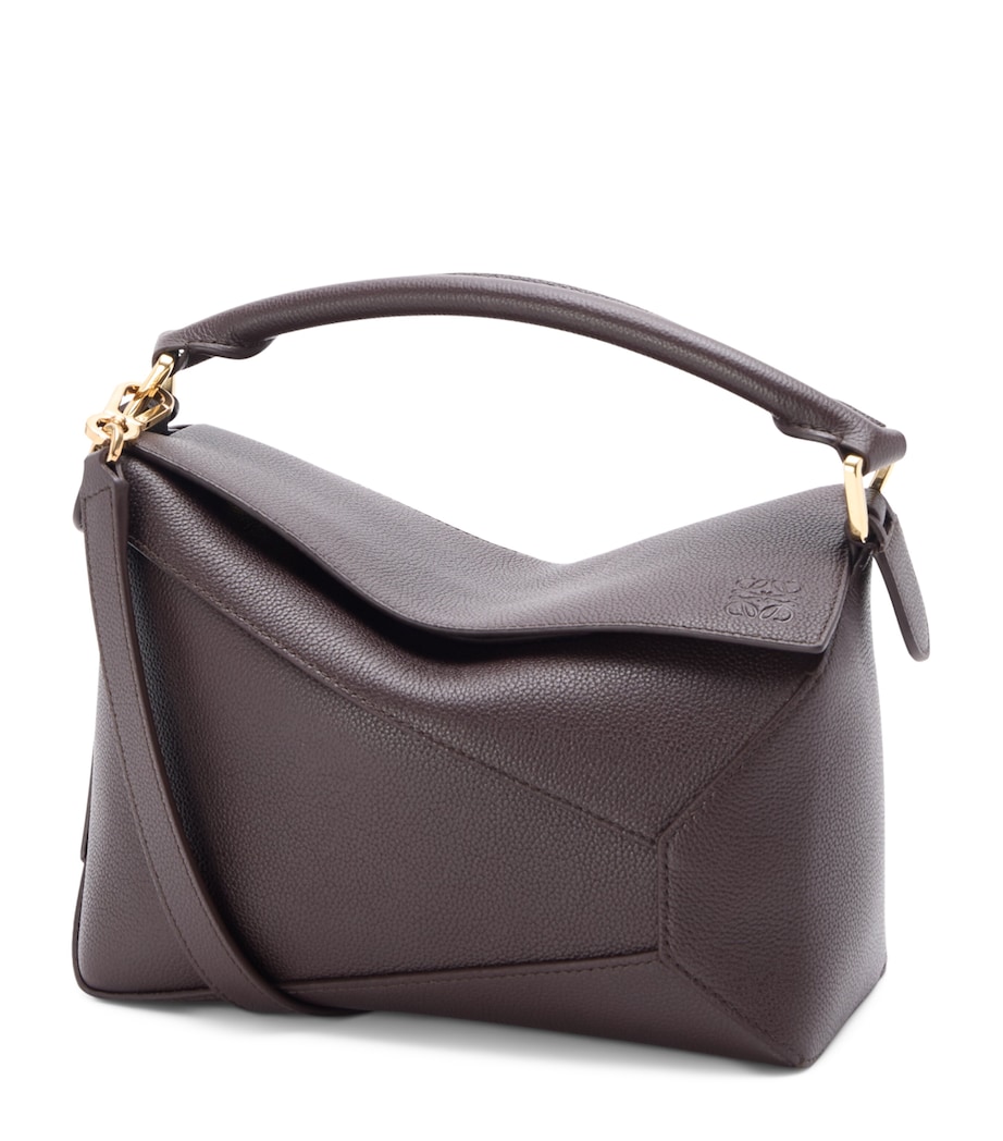 LOEWE Mini Leather Puzzle Top-Handle Bag Dark Chestnut Image 1