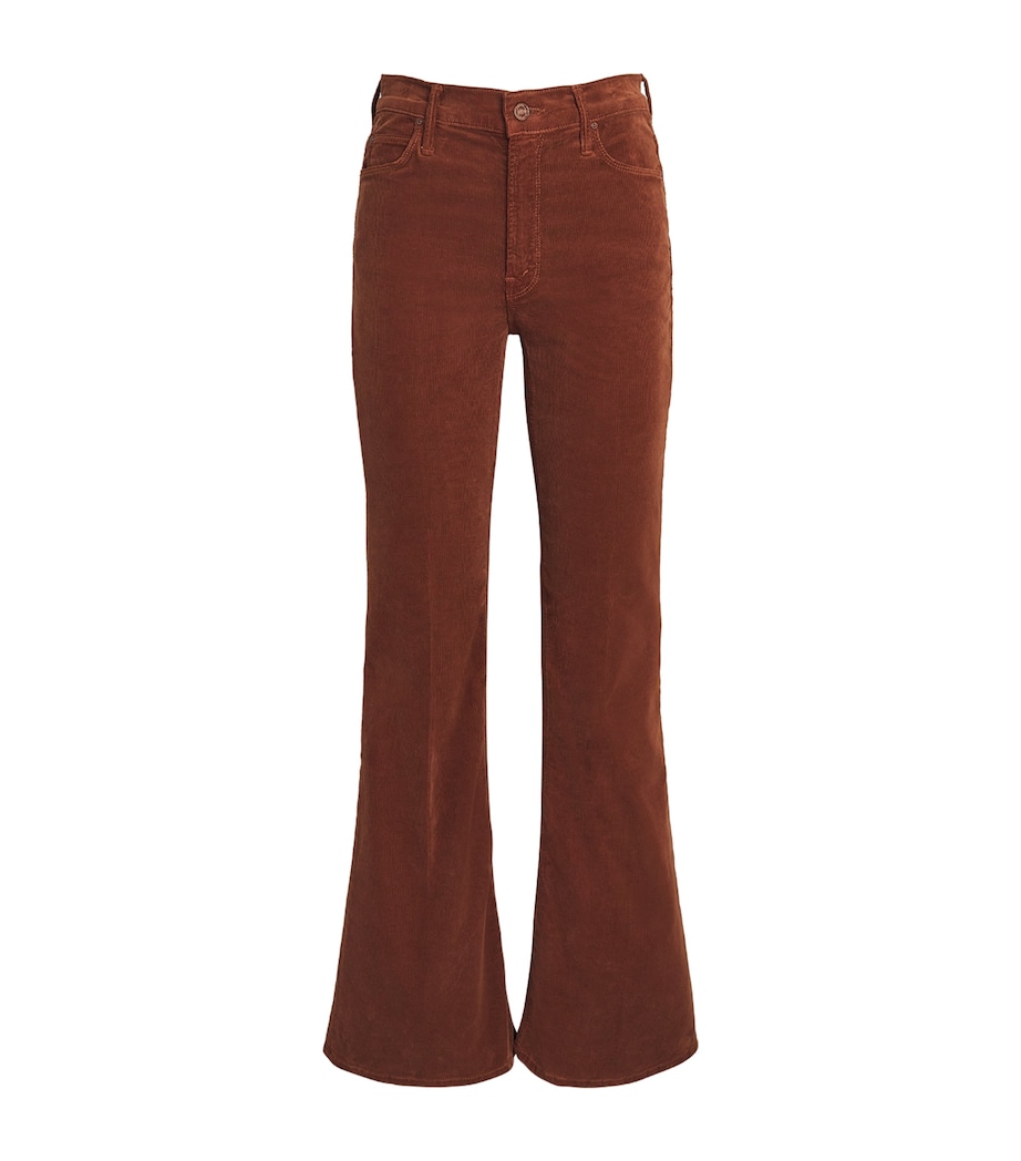 MOTHER Womens Corduroy The Doozy Flared Trousers Bison Image 1